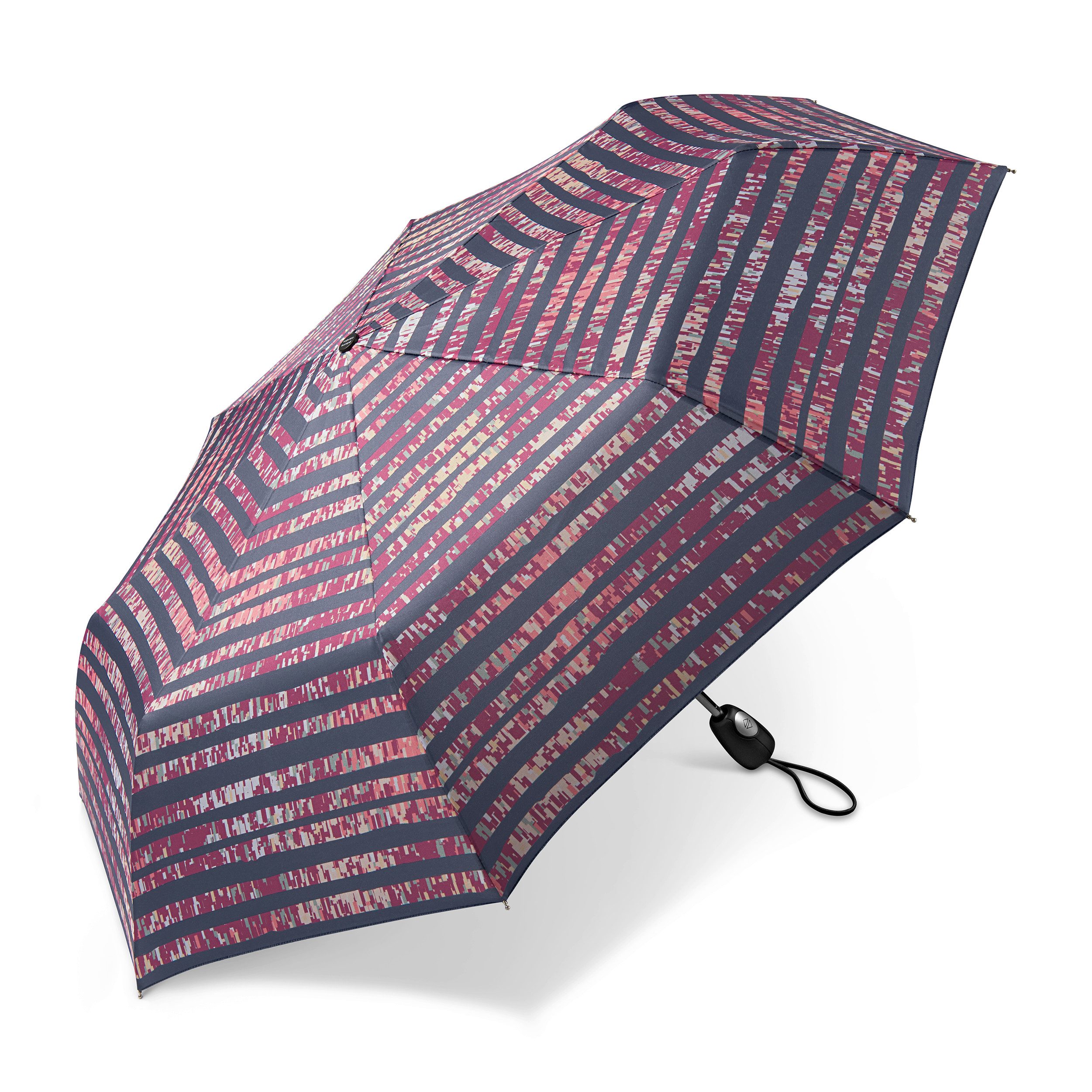 Pierre Cardin Taschenregenschirm Damen Regenschirm mit Auf-Zu Automatik grey stripe