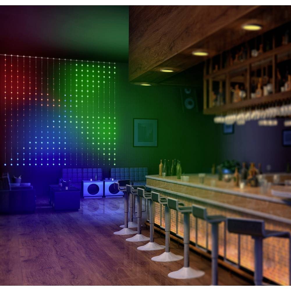 Sygonix Lichternetz Smarter RGB Lichtervorhang SY-5167252, per App steuerbar, mit Farbwechsel, dimmbar, mit Flackereffekt, Timer