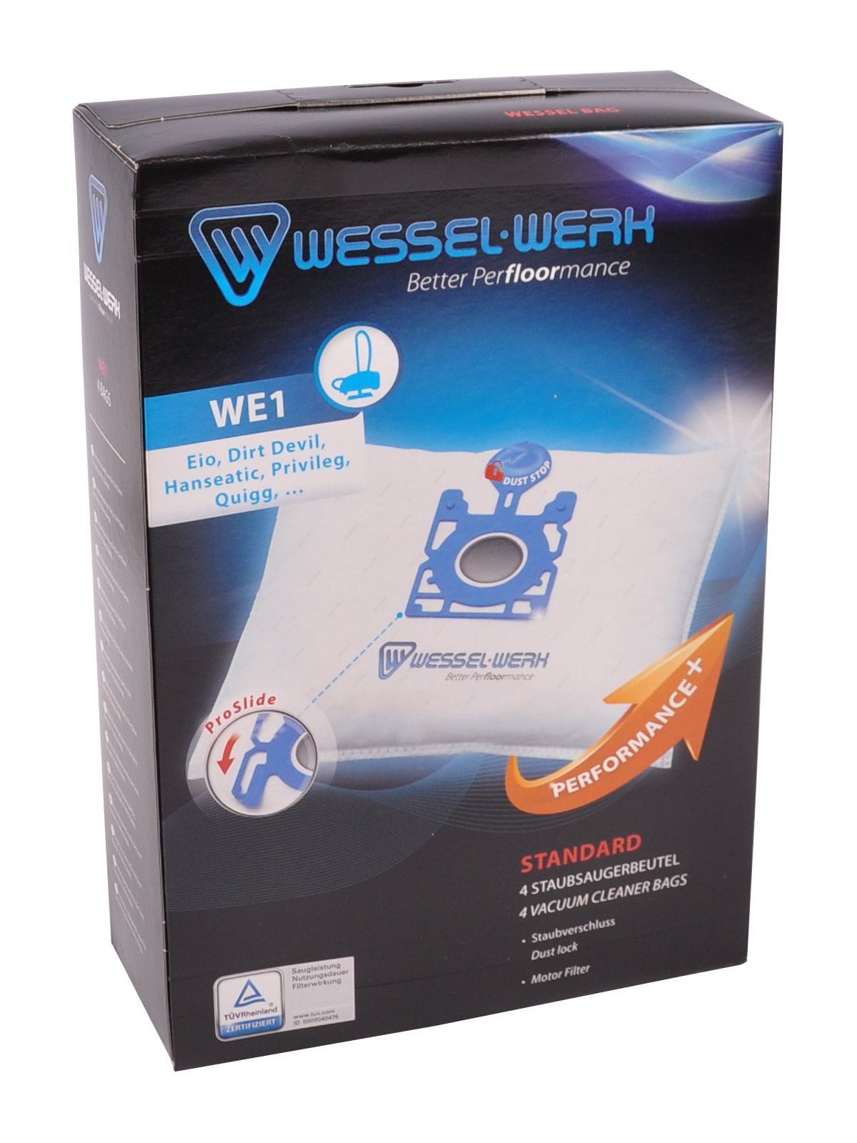 Wessel-Werk Staubsaugerbeutel 4 x WE1 = Swirl EIO80 Staubsaugerbeutel für Eio Dirt Devil Hanseatic