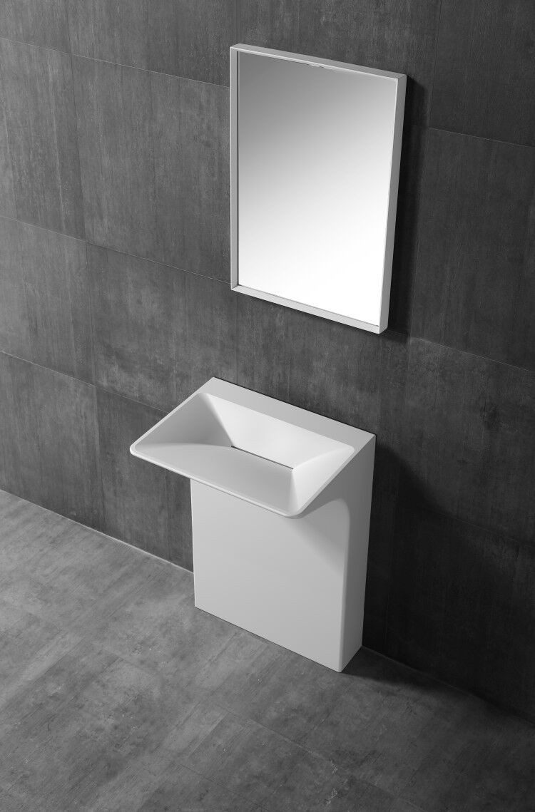 Bernstein Waschtisch TWZ29 60cm Weiß matt, Standwaschbecken Design Ablaufrinne Mineralguss