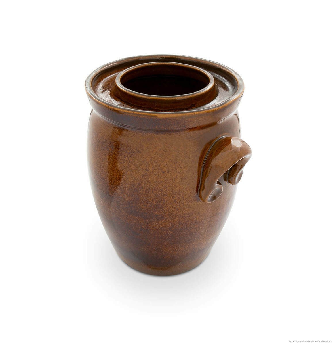 KERAZO Fermentationsglas KERAZO 10L Gärtopf Sauerkrauttopf Gurkentopf Rumtopf inkl Deckel+Stein, Keramik, Mit Wasserrinne, robuste Keramik, lebensmittelecht, fü – Bild 3 von 5
