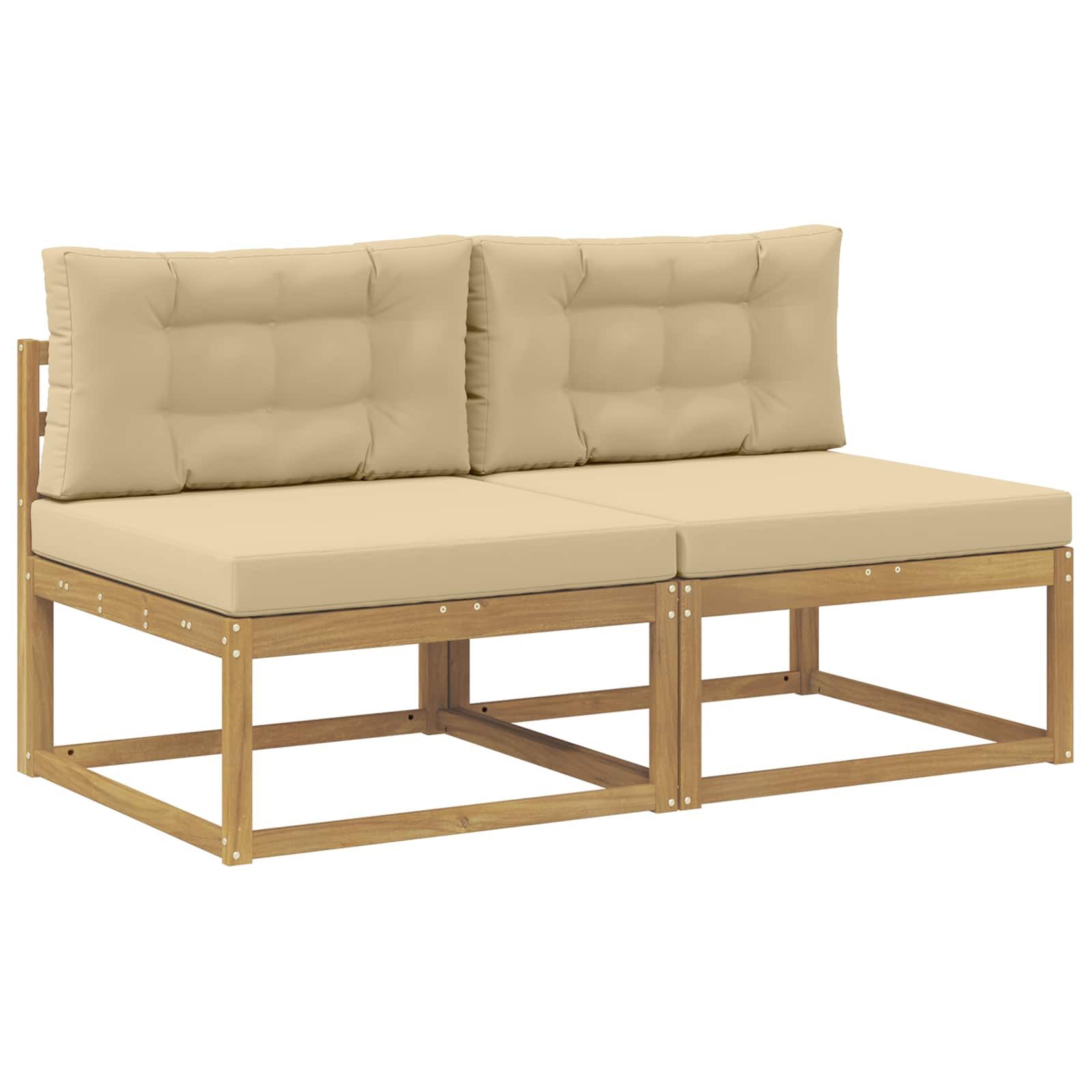 vidaXL Sofaelement 2 Stück Outdoor Mittelsofa Polyester Weiß (2 St)