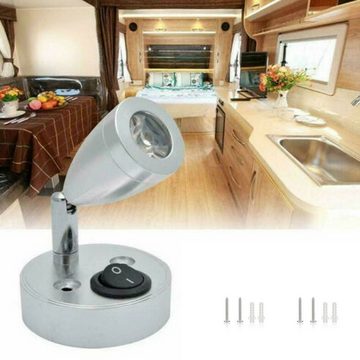 LETGOSPT Wandleuchte 2 x LED Leselampe Wandleuchte Mit Schalter, 12V 360 ° drehbar, LED fest integriert, Warmweiß, Wohnmobilbeleuchtung Licht für Camper Reisemobil