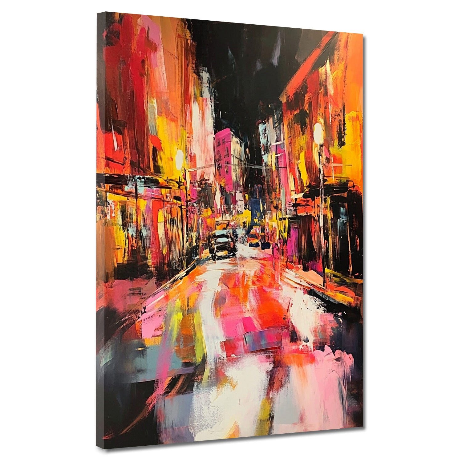 Artedinoi Leinwandbild Abstrakt Stadt bei Nacht Leinwandbild Wandbild Kunstdruck XL Wanddeko, Stadt bei Nacht, abstrakt
