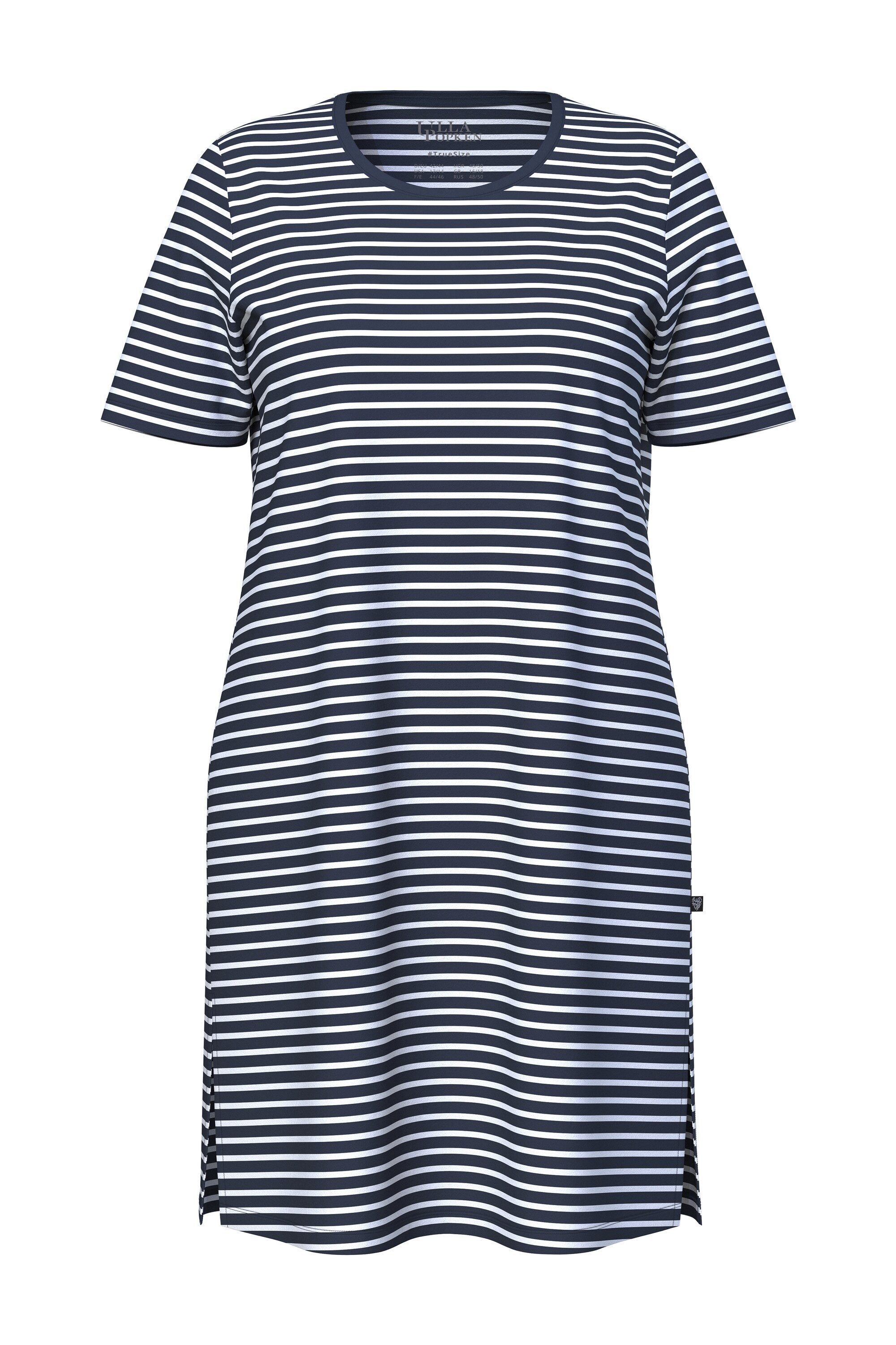 Ulla Popken Bigshirt Bigshirt Ringel Rundhals Halbarm Biobaumwolle günstig online kaufen