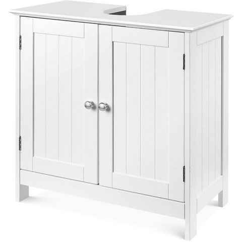 Homfa Waschbeckenunterschrank Unterschrank, Badezimmerschrank weiß, aus Holz, 60x30x60cm