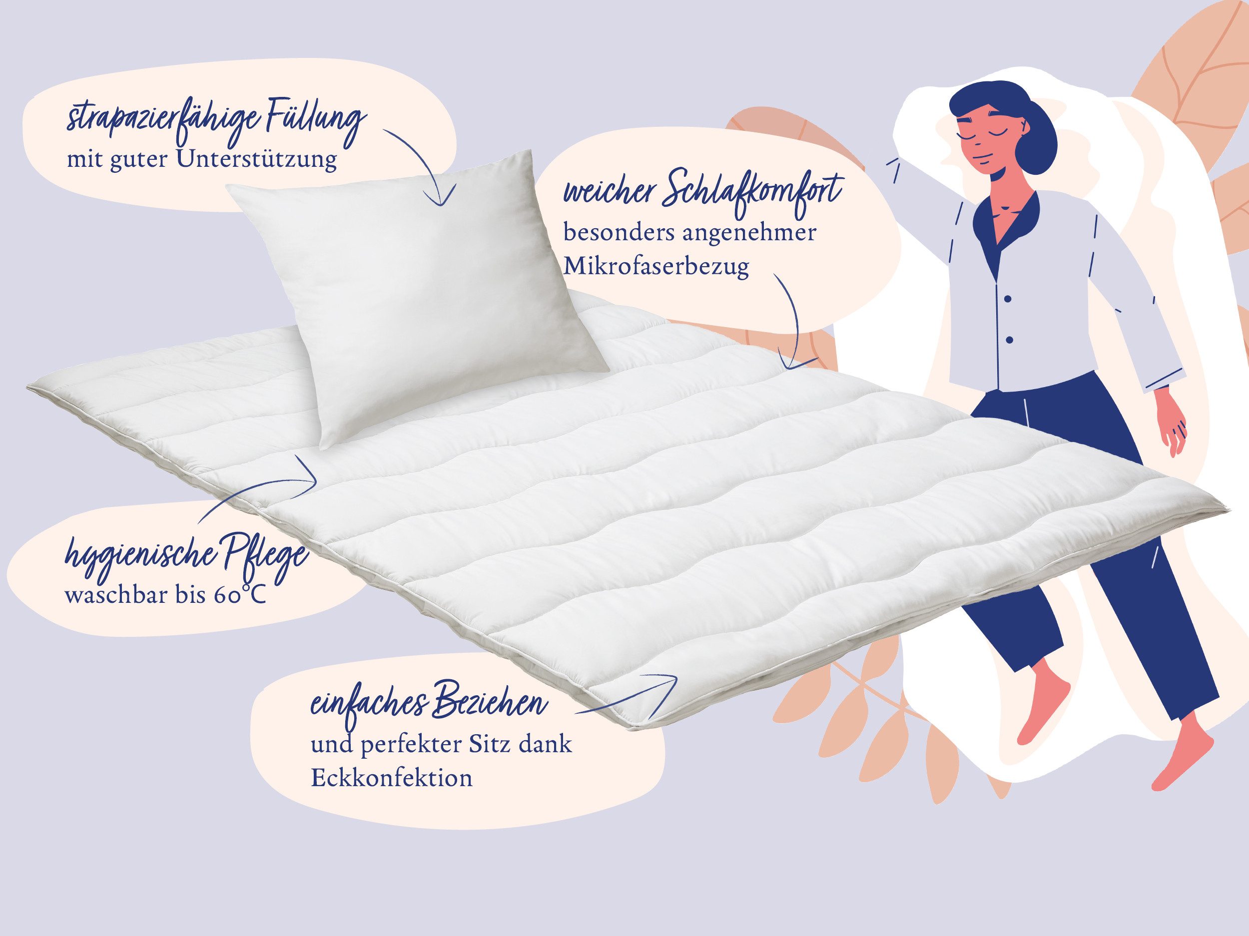 Nightlife Microfaserbettdecke + Microfaserkissen Set Essentials, günstig online kaufen