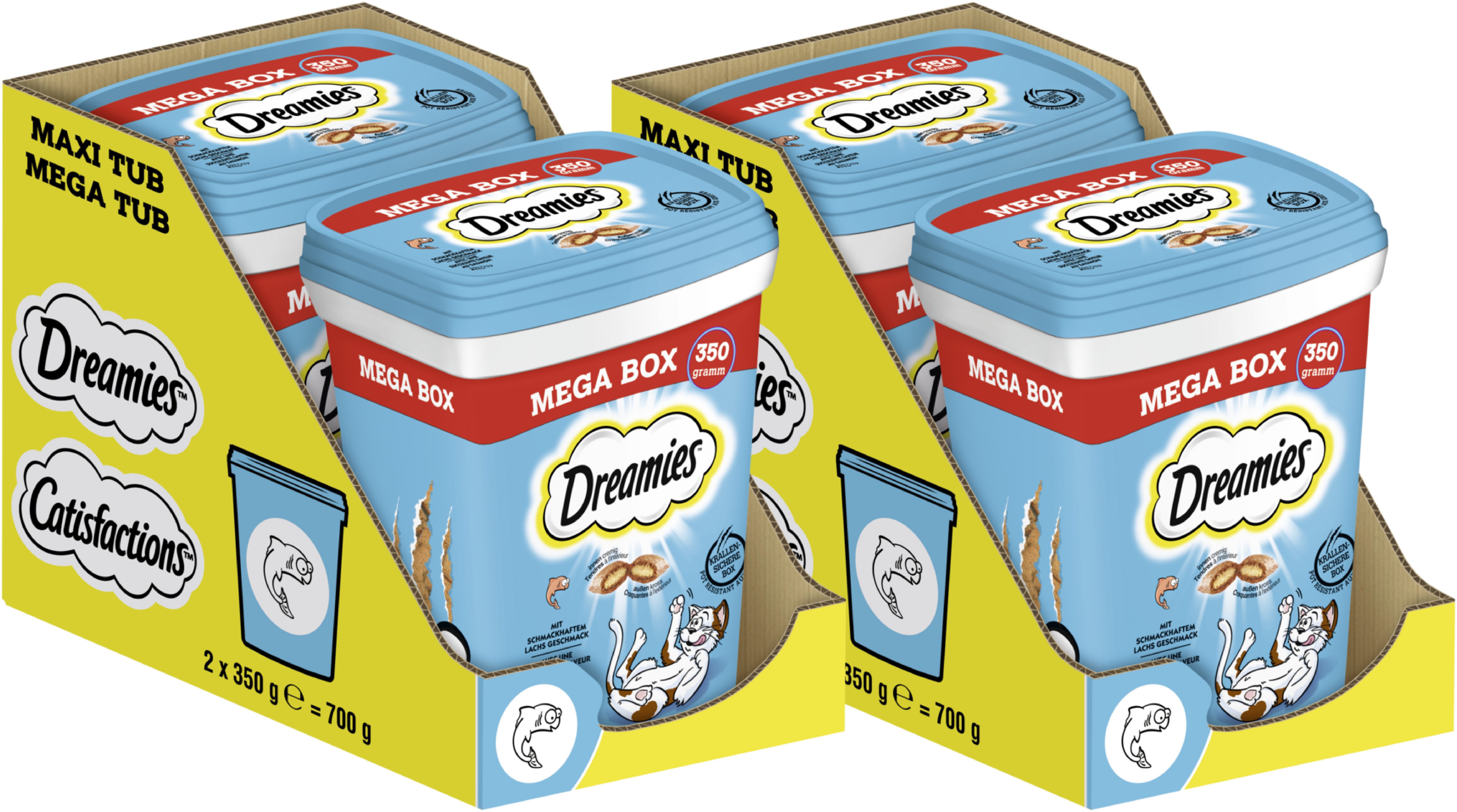 Dreamies DREAMIES™ Box Lachs 4 x 350g, Snack für: Katze