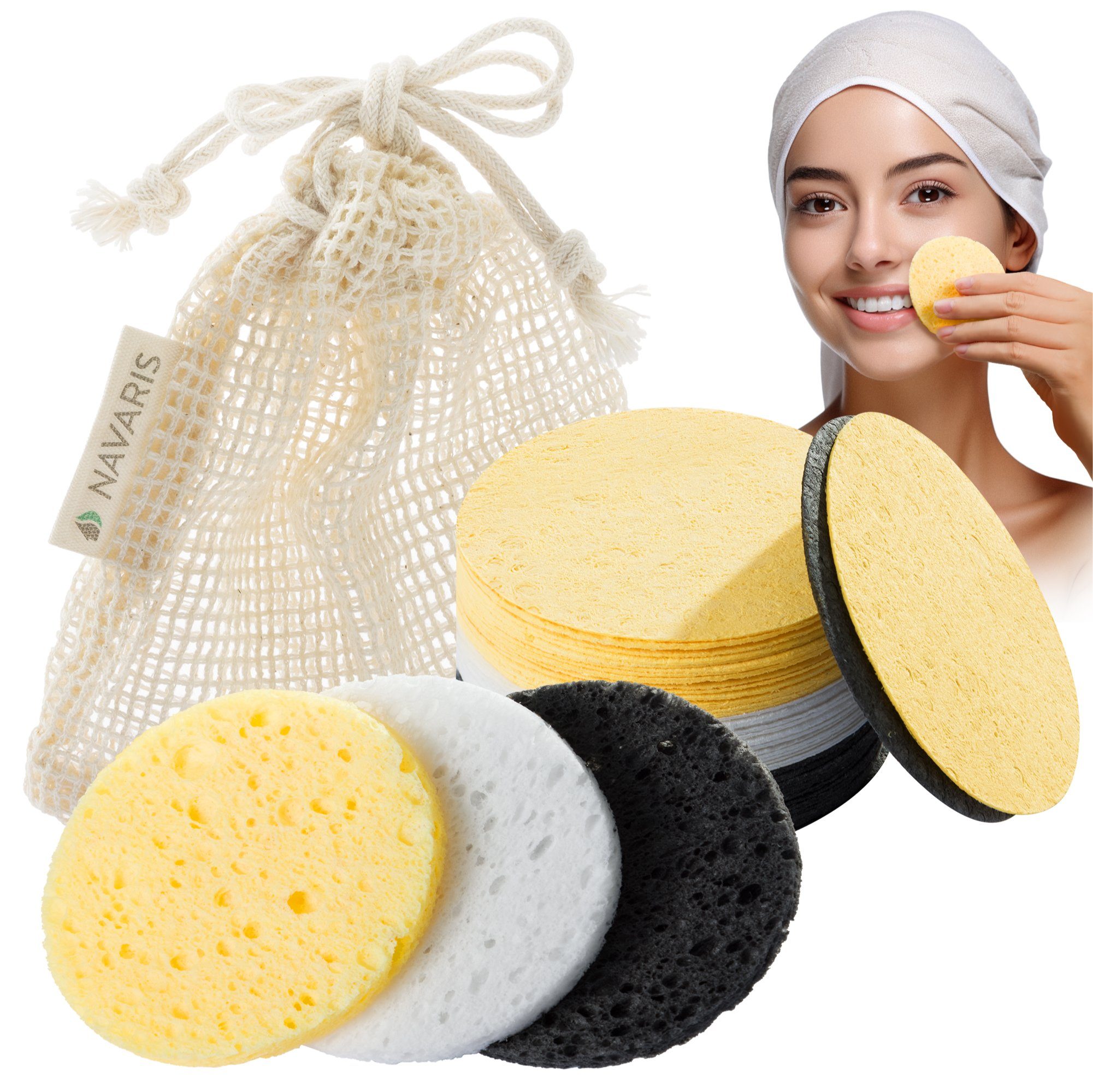 Navaris Make-up Schwamm 50x Reinigungsschwamm Gesicht - Schwämmchen Gesichtsschwamm Set, 1 tlg.