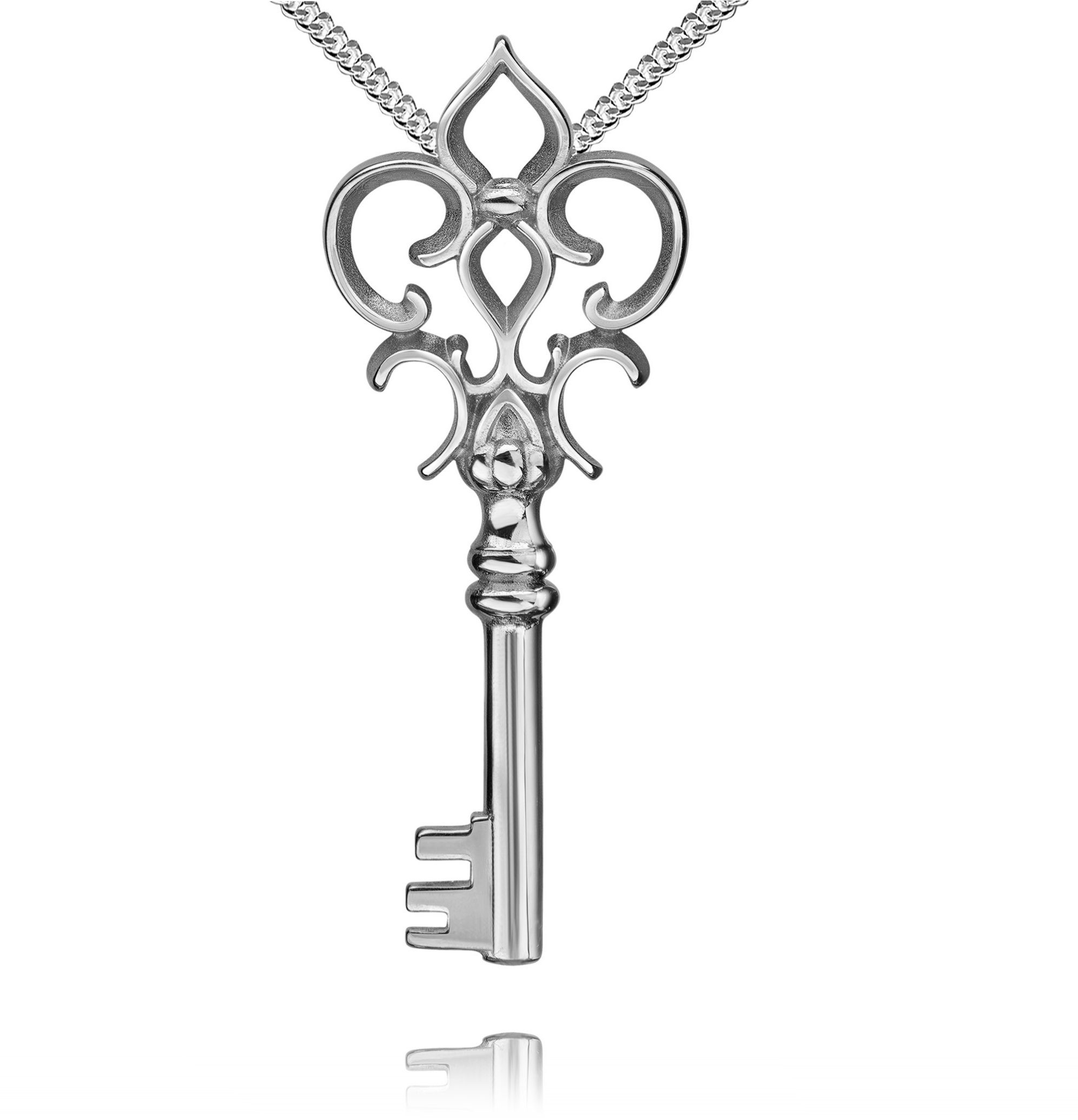 - 70 Kette Länge Silberkette (Silberanhänger, Mit Silber - Damen), für JEVELION Anhänger mit 36 925 Anhänger Herzschlüssel wählbar cm.