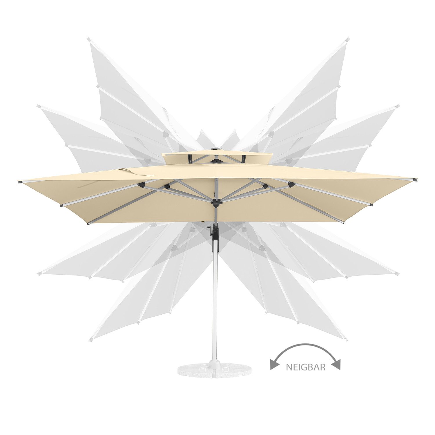 anndora Ampelschirm Sonnenschirm mit Aluminiumgestell, LxB: 350x350 cm, mit Bodenanker, wasserabweisende Beschichtung - Kurbelmechanik - Winddach
