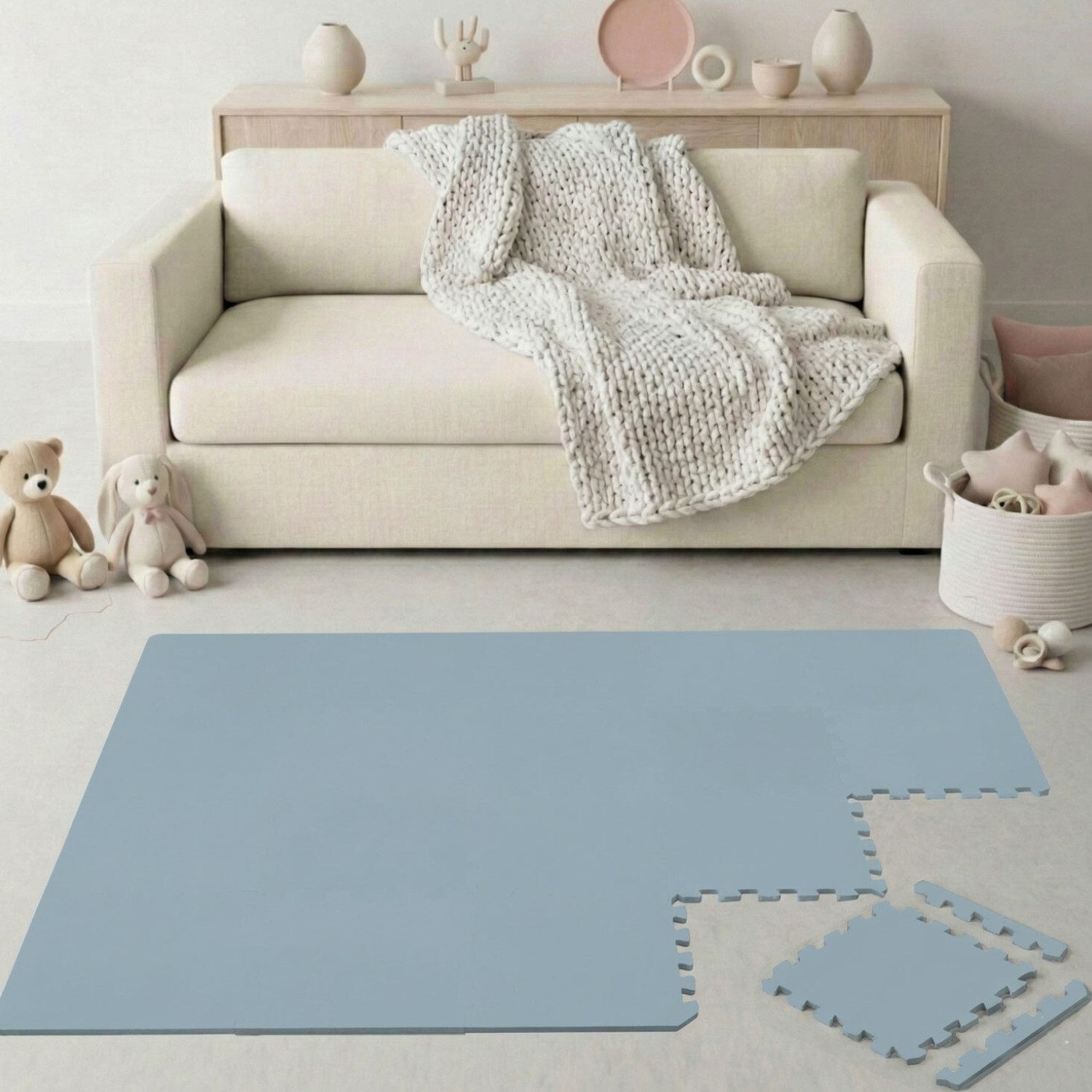 LittleTom Puzzlematte ab dem 1. Tag - 18 Teile Baby Spielmatte - 30 x 30 Kinder Krabbelmatte, Spielunterlage für Babys und Kleinkinder - Kinderzimmer Puzzleteppich