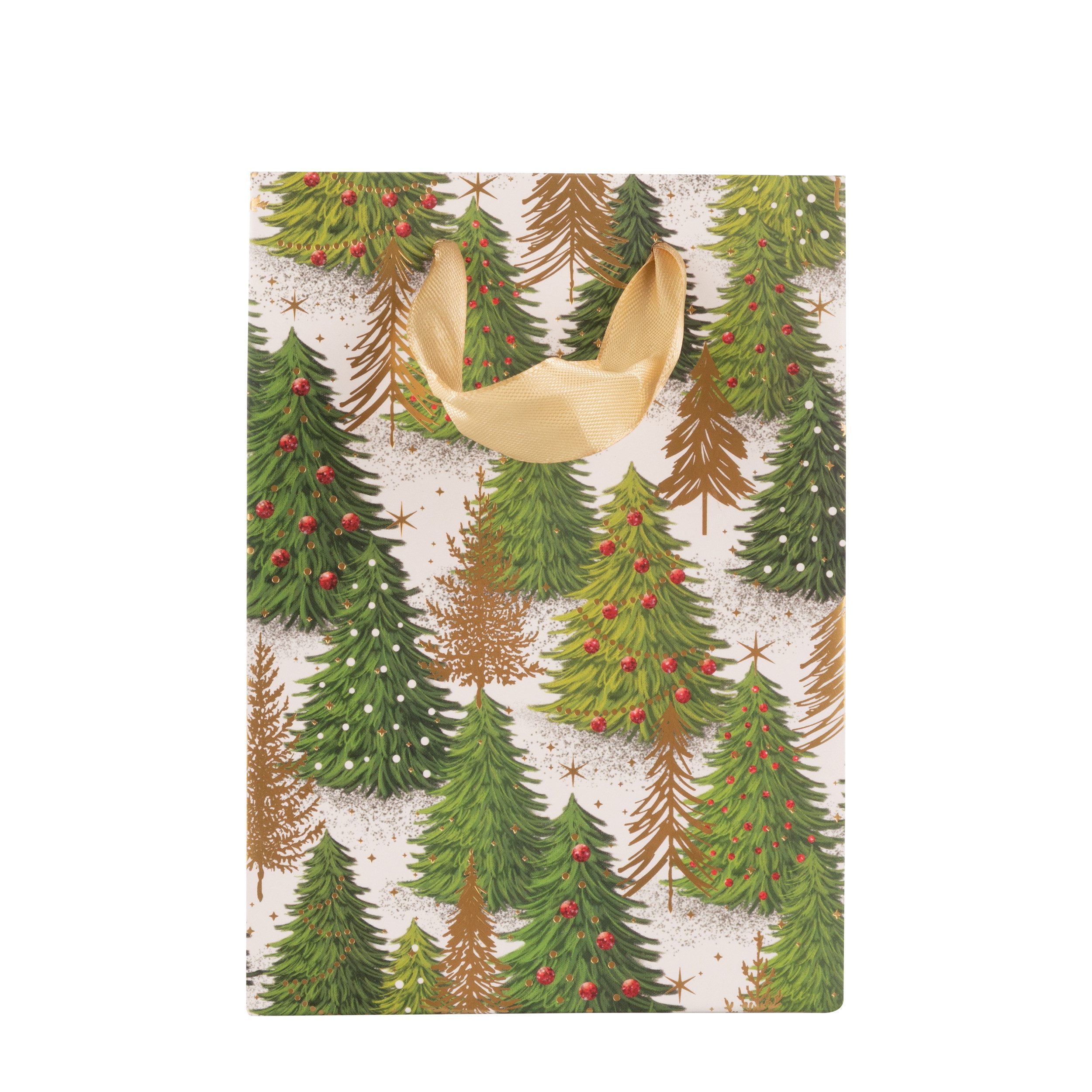 Idena Geschenkpapier Idena Bundle Geschenktaschen Tanne grün/gold 16x11,5x6cm 10 Stück