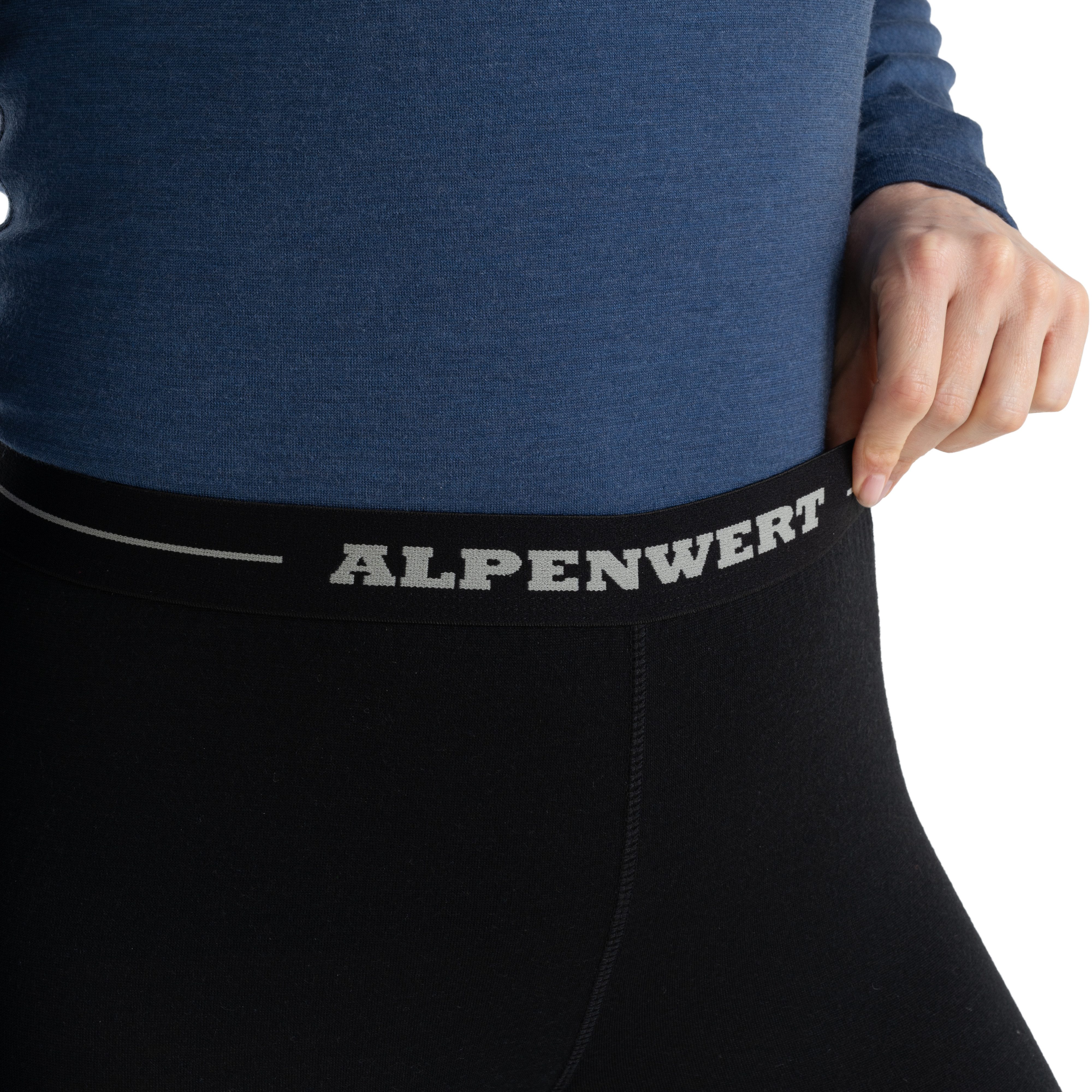 Alpenwert Thermounterhose Damen lange Unterhose aus 100% Merinowolle – atmungsaktiv & wärmend (Packung) Funktionshose Lang Leggins Ski-Winterhose Baselayer