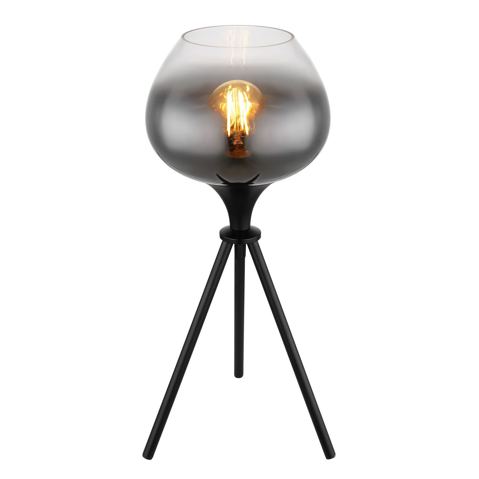 GLOBO LIGHTING Tischleuchte Tischleuchte Wohnzimmer Rauchglas Tischlampe Schlafzimmer Dreibein