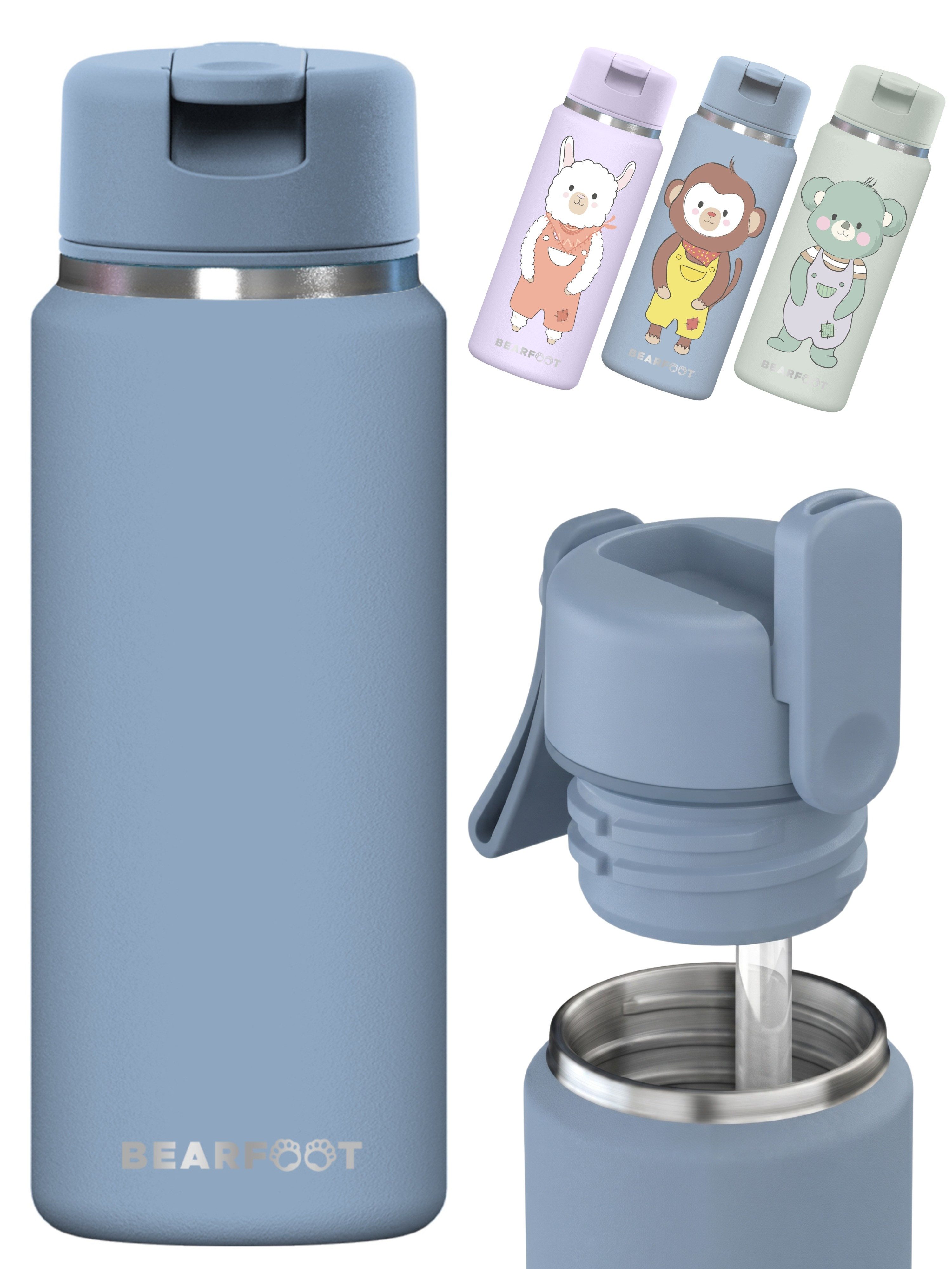 BEARFOOT Trinkflasche TINY Thermo Kinder Trinkflasche Edelstahl - blau, Thermosflasche, auslaufsicher, Edelstahl, Kinderflasche, BPA-frei