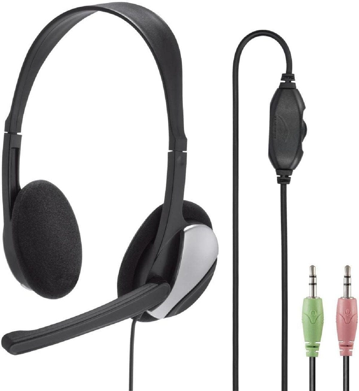 Hama Kopfhörer HS-P100 – On-Ear-Headset mit Mikrofon & Lautstärkeregler PC-Headset