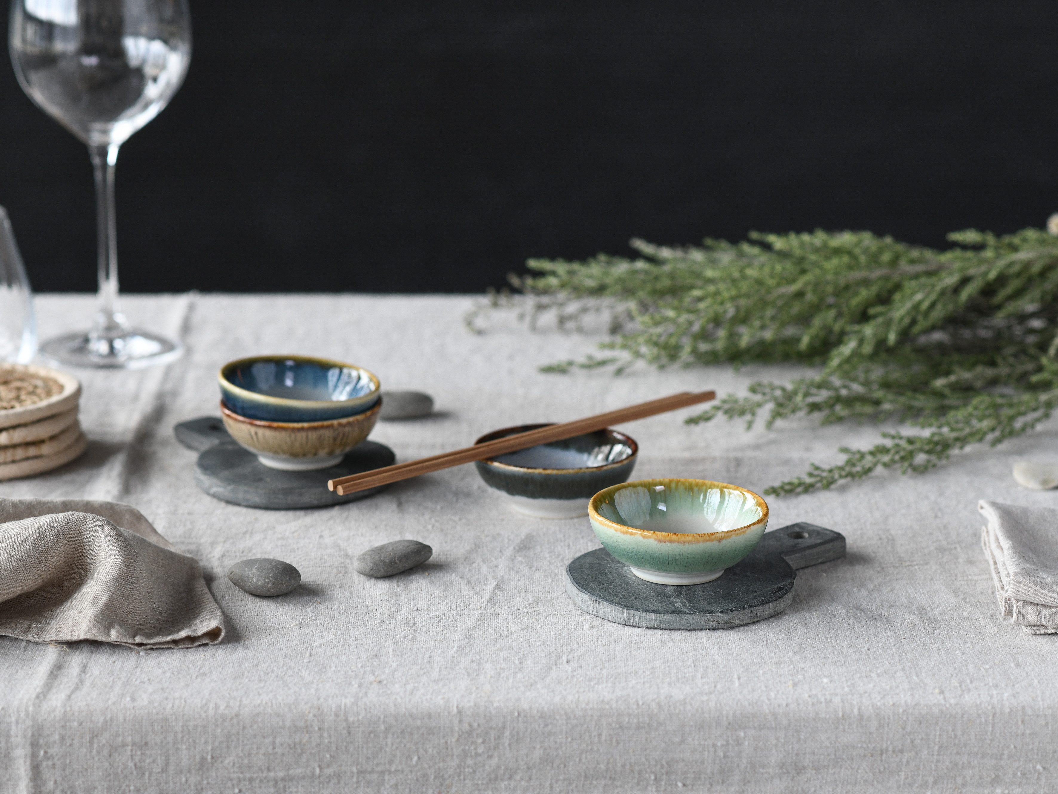 CreaTable Schale Cascade, Sojaschale 4-tlg, Steinzeug, (Set, 4-tlg), Rekativglasur, Healthy Food