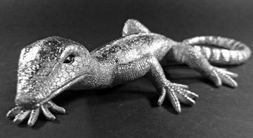 GlasArt Tierfigur Dekofigur Echse Eidechse Geckos 2er Set klein/groß silber (2er Set, 2 St., 2tlg), 100% Polyresin