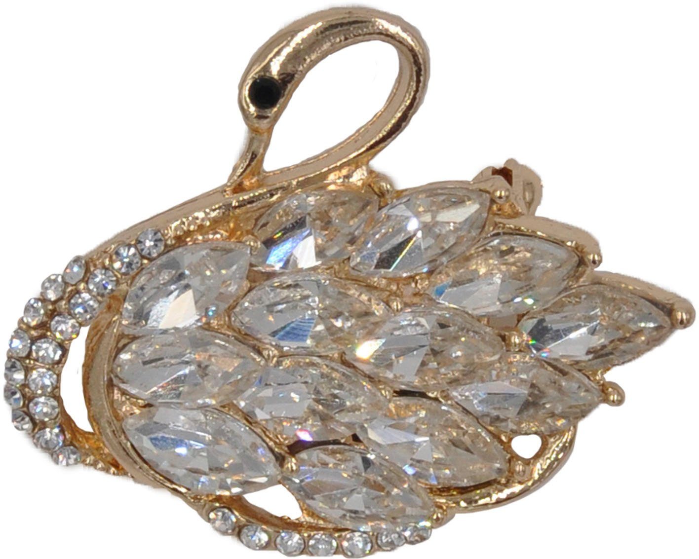 Firetti Brosche Schmuck Geschenk Ansteckschmuck Schwan, mit Glasstein