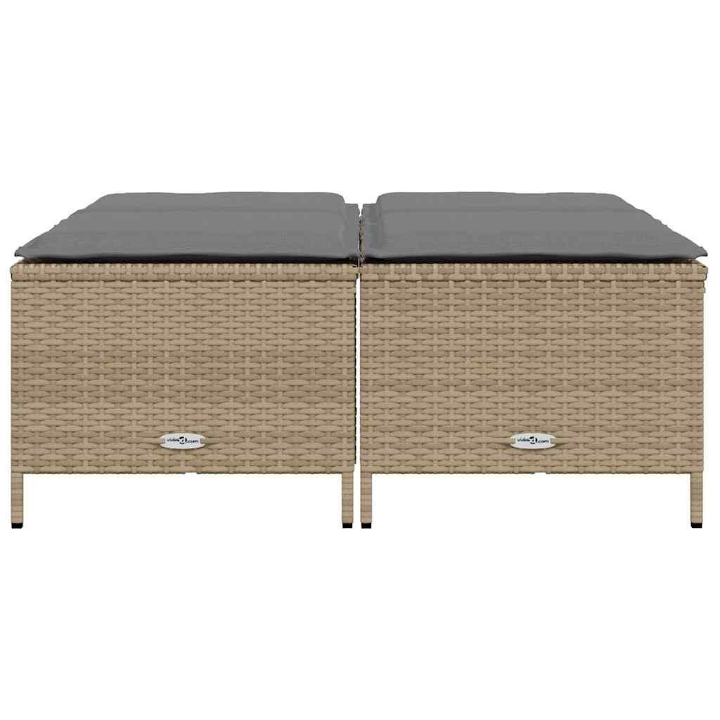 vidaXL Hocker Gartenhocker mit Kissen 4 Stk. Beige Poly Rattan (1 St)
