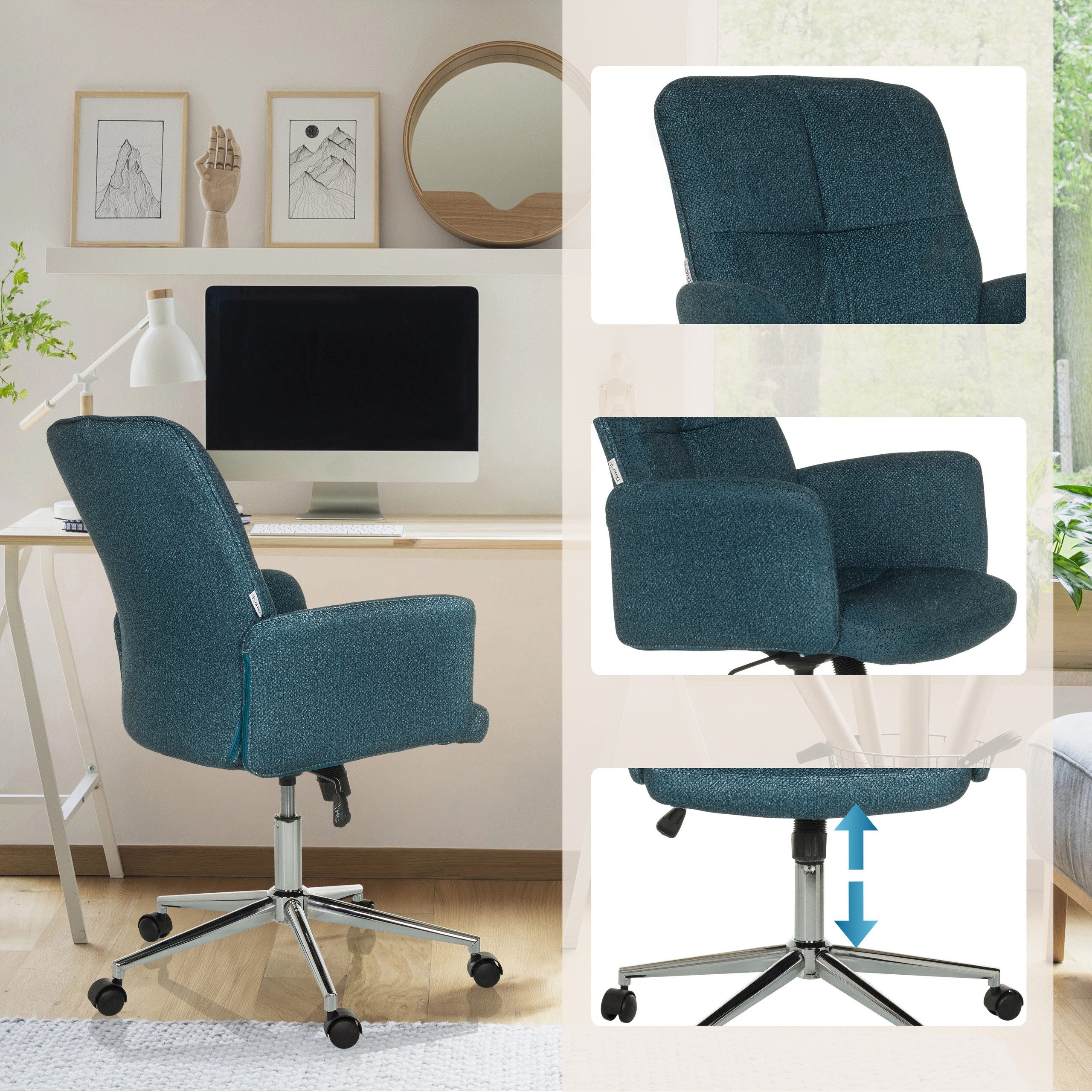 hjh OFFICE Drehstuhl Home Office Bürostuhl SOLAO 400 Stoff (1 St), Schreibtischsessel, Drehbarer Schreibtischstuhl