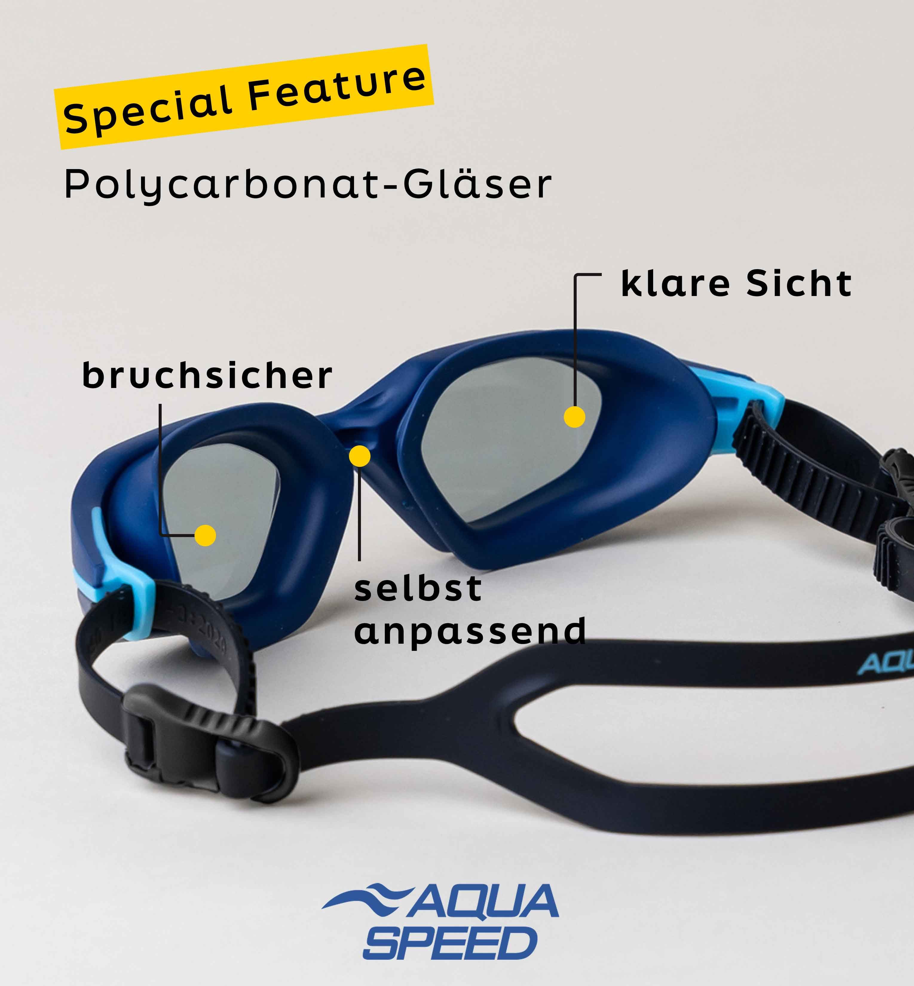 Aqua Speed Schwimmbrille Cyclone Aqua-Brille verspiegelt blau – UV-Schutz & Beschlagschutz, (Für Techniktraining, Kraulstil & lange Schwimmserien), Antibeschlag-Gläser für freie Sicht bei jeder Wassertemperatur
