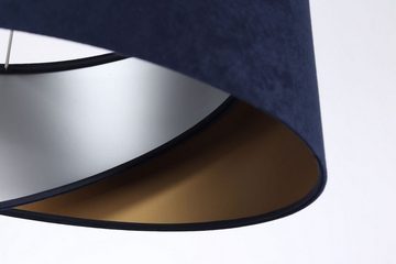 Licht-Erlebnisse Pendelleuchte MADAN, ohne Leuchtmittel, D: 50 cm E27 in Weiß Marineblau Gold Silber Wohnzimmer Stoff Metall