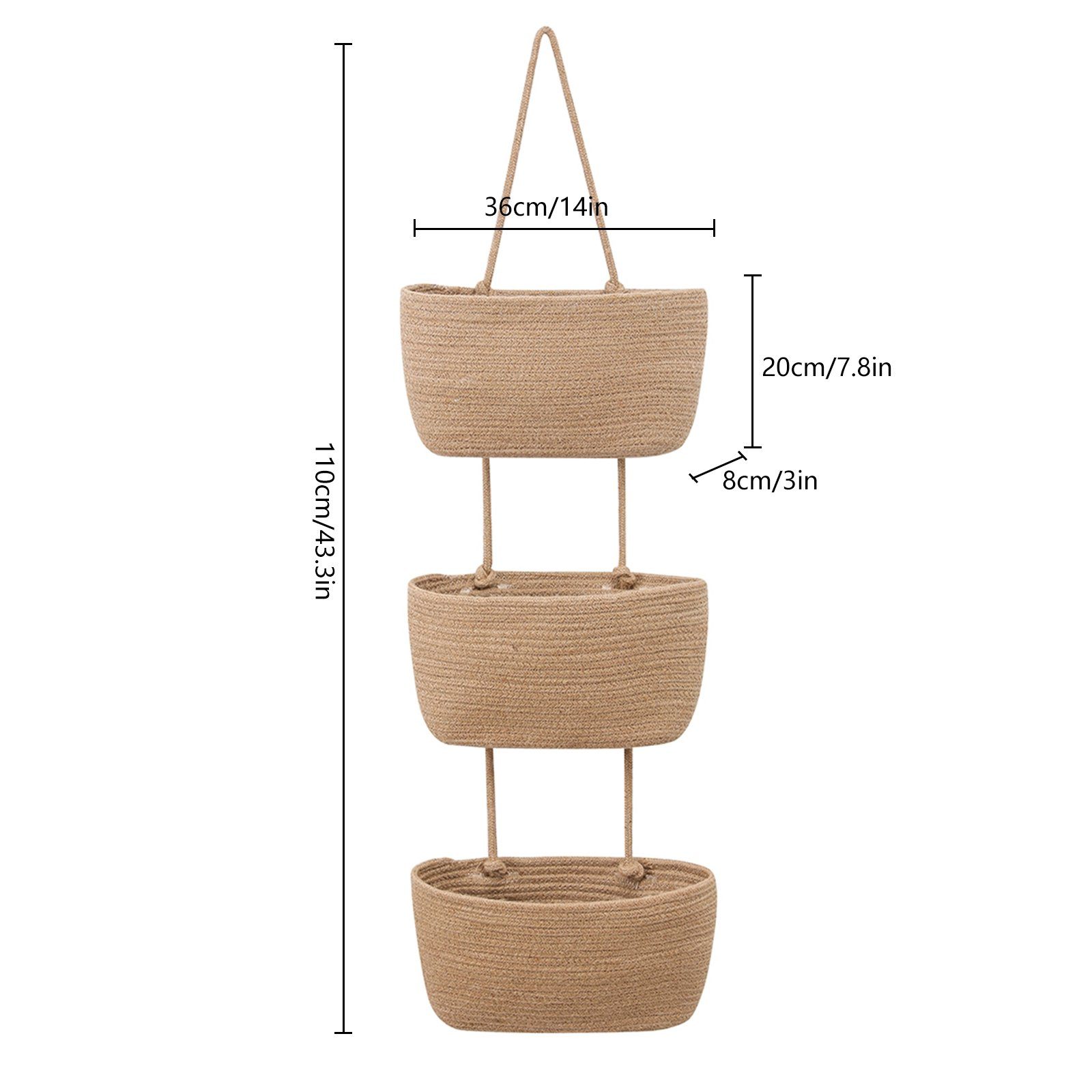 TWSOUL Aufbewahrungsbox Wandablagekorb aus 3-lagigem Baumwollseil geflochte günstig online kaufen