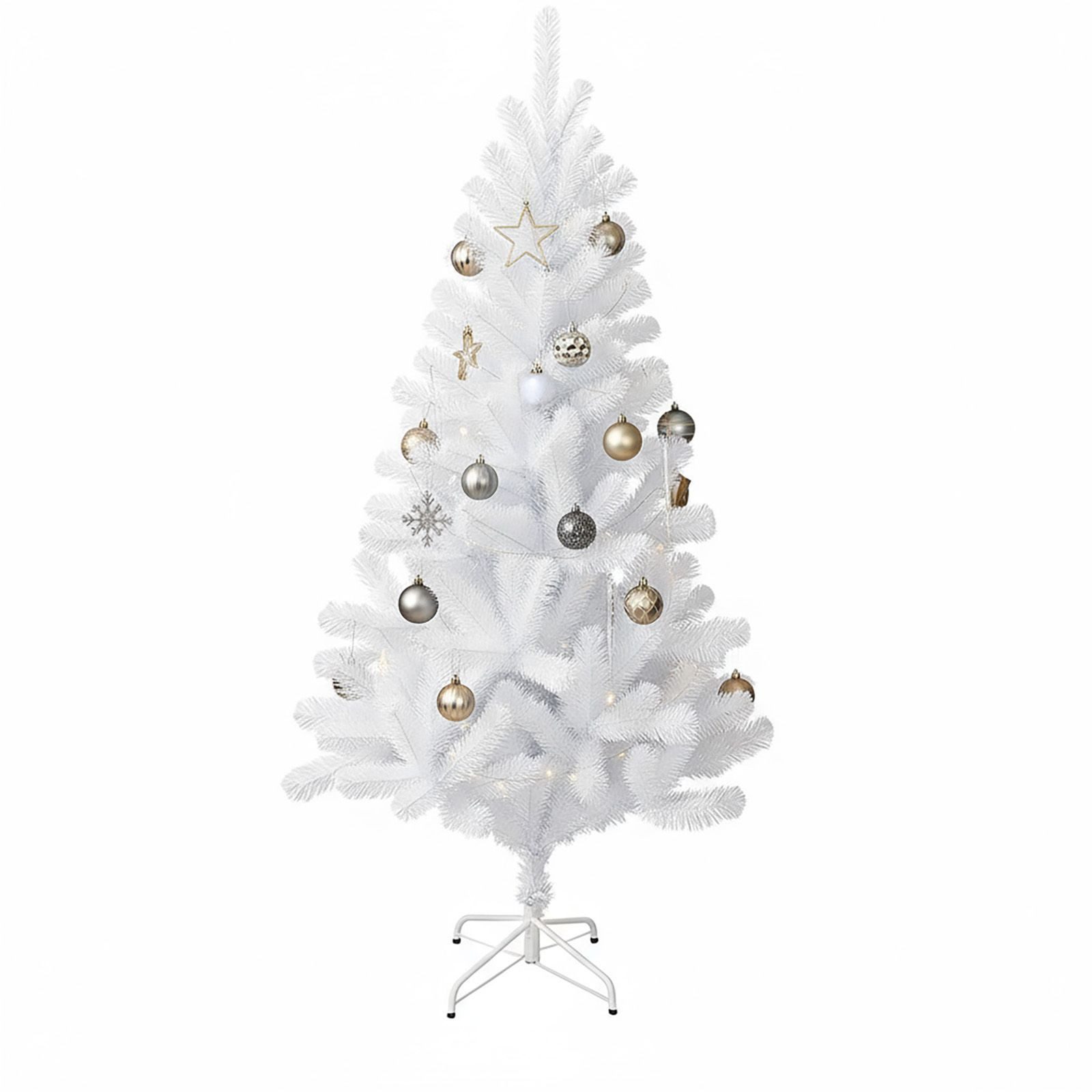 BURI Künstlicher Weihnachtsbaum Künstlicher Weihnachtsbaum Tannenbaum Christbaum Kunstbaum Weiß 120cm