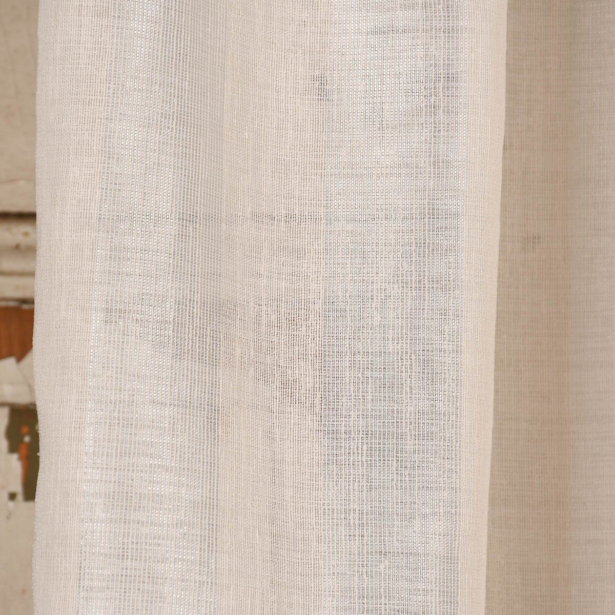 300cm, Stores creme Meterware Rasch Textil überbreit Shine Kunstfaser, Längsstreifen halbtransparent, Leinenstruktur