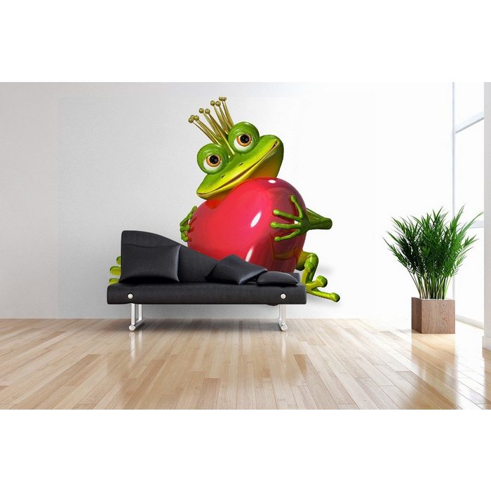 Wallario Vliestapete Verliebter Froschkönig mit großem Herz Seidenmatte Oberfläche hochwertiger Digitaldruck in verschiedenen Größen erhältlich