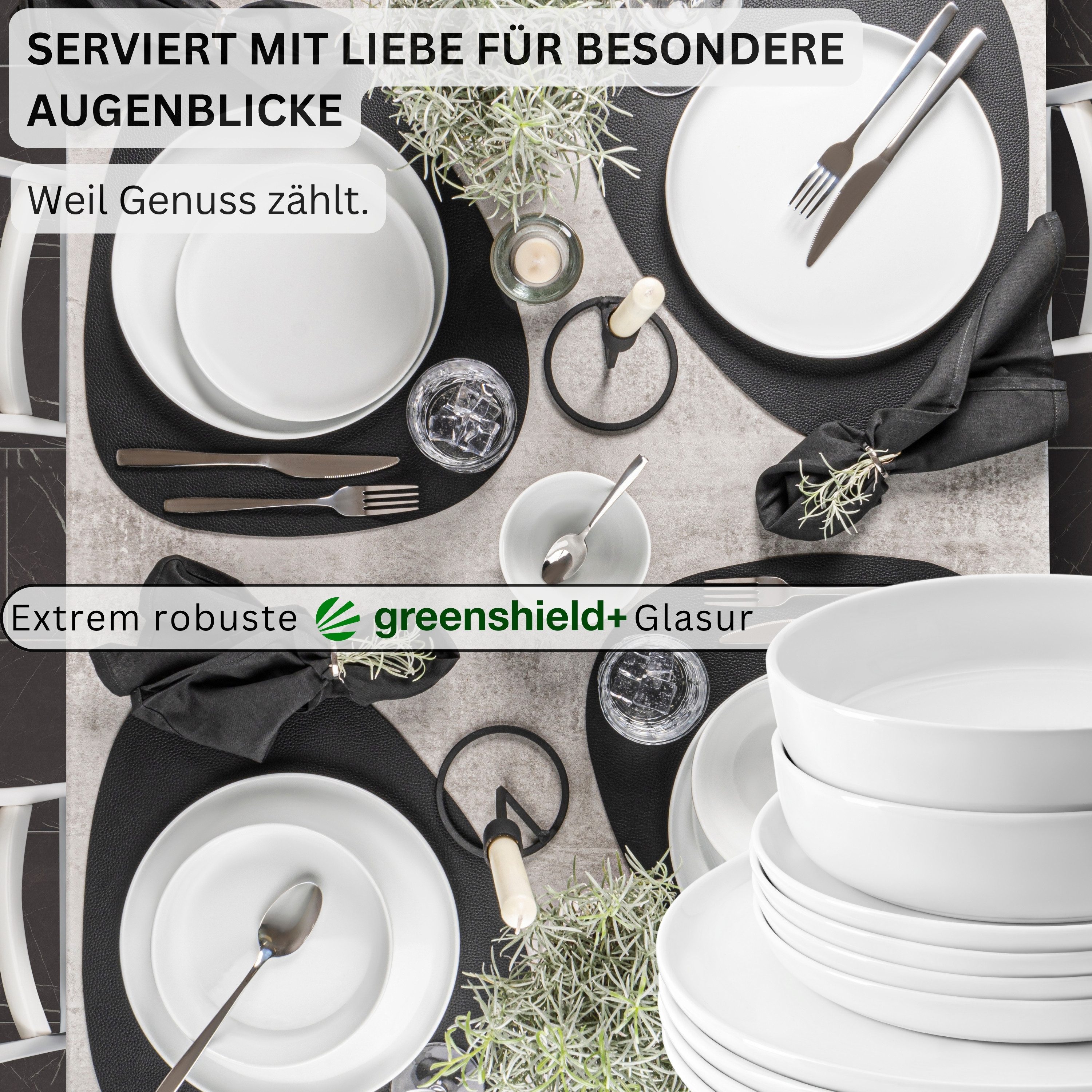 SÄNGER Tafelservice Marlo Geschirrset (24-tlg), 6 Personen, Porzellan, Marlo Kombiservice, erweiterbar, Weiß, Premium Collection – Bild 3 von 5