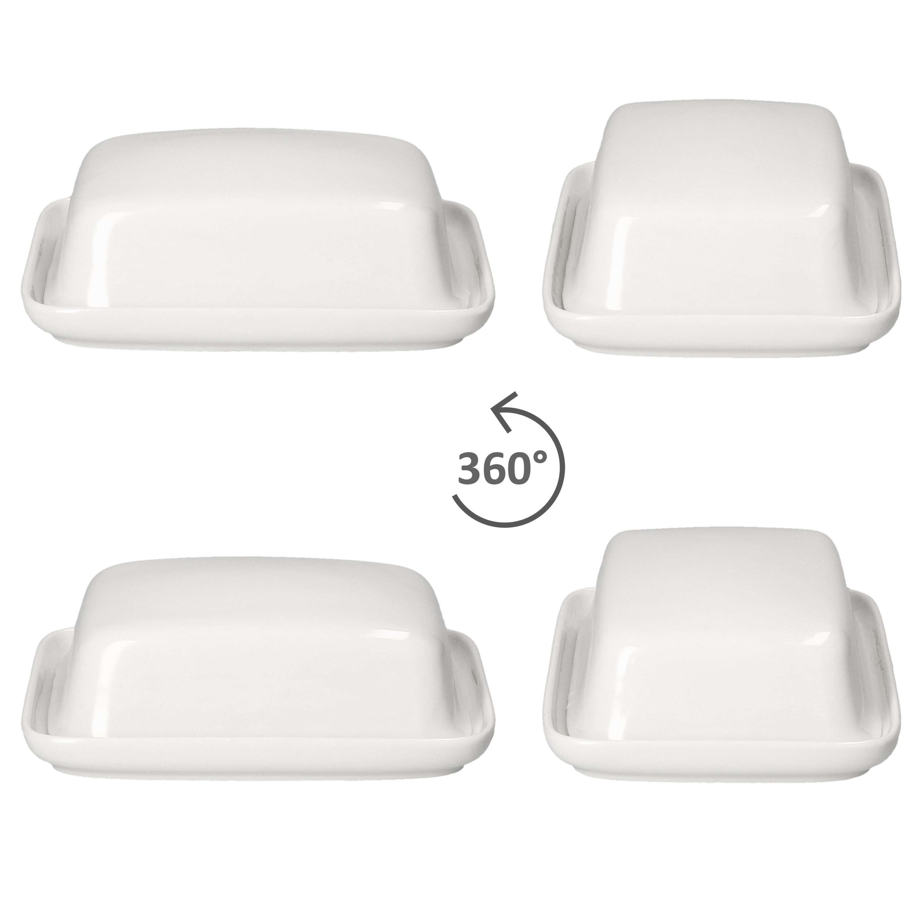 MamboCat Butterdose Bärbel Butterdose mit Deckel weiß rechteckig für 250g Porzellan, Porzellan – Bild 4 von 5