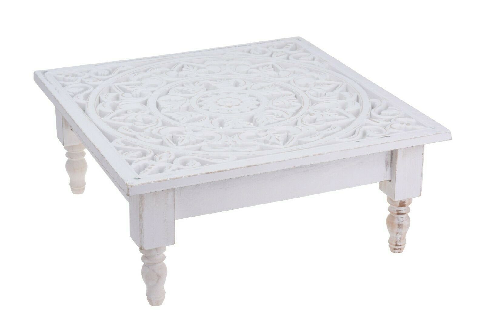 Meinposten Beistelltisch »Niedriger Tisch Holz weiß boho shabby 50x50 cm  Ornament Couchtisch« online kaufen | OTTO