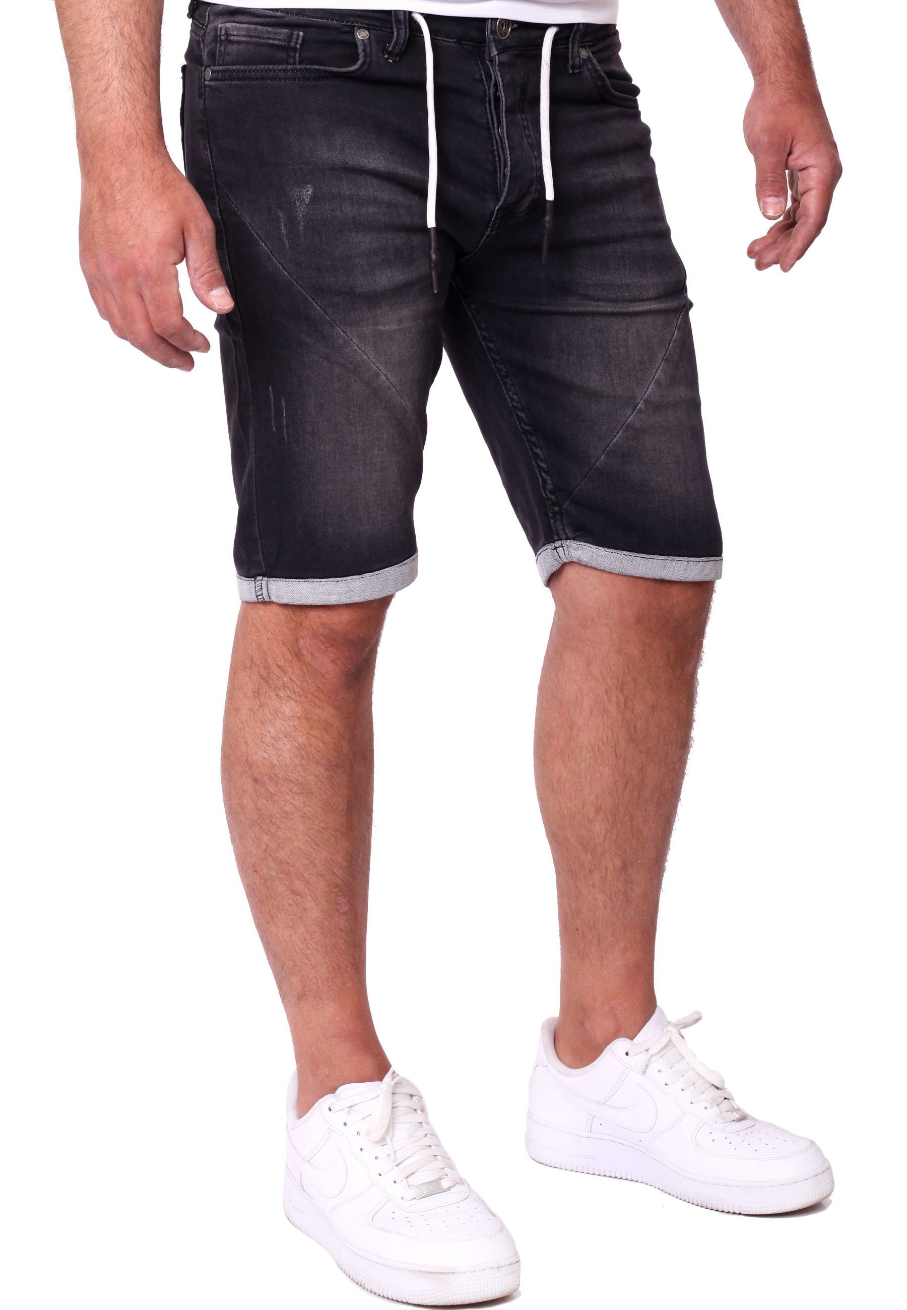 Reslad Jeansshorts Reslad in Jeans-Shorts Jeansbermudas Sweatjeans Jeansopti Kurze Hosen - Stretch Jeans Shorts Sweathose Jeans-Hose Herren Sommer schwarz