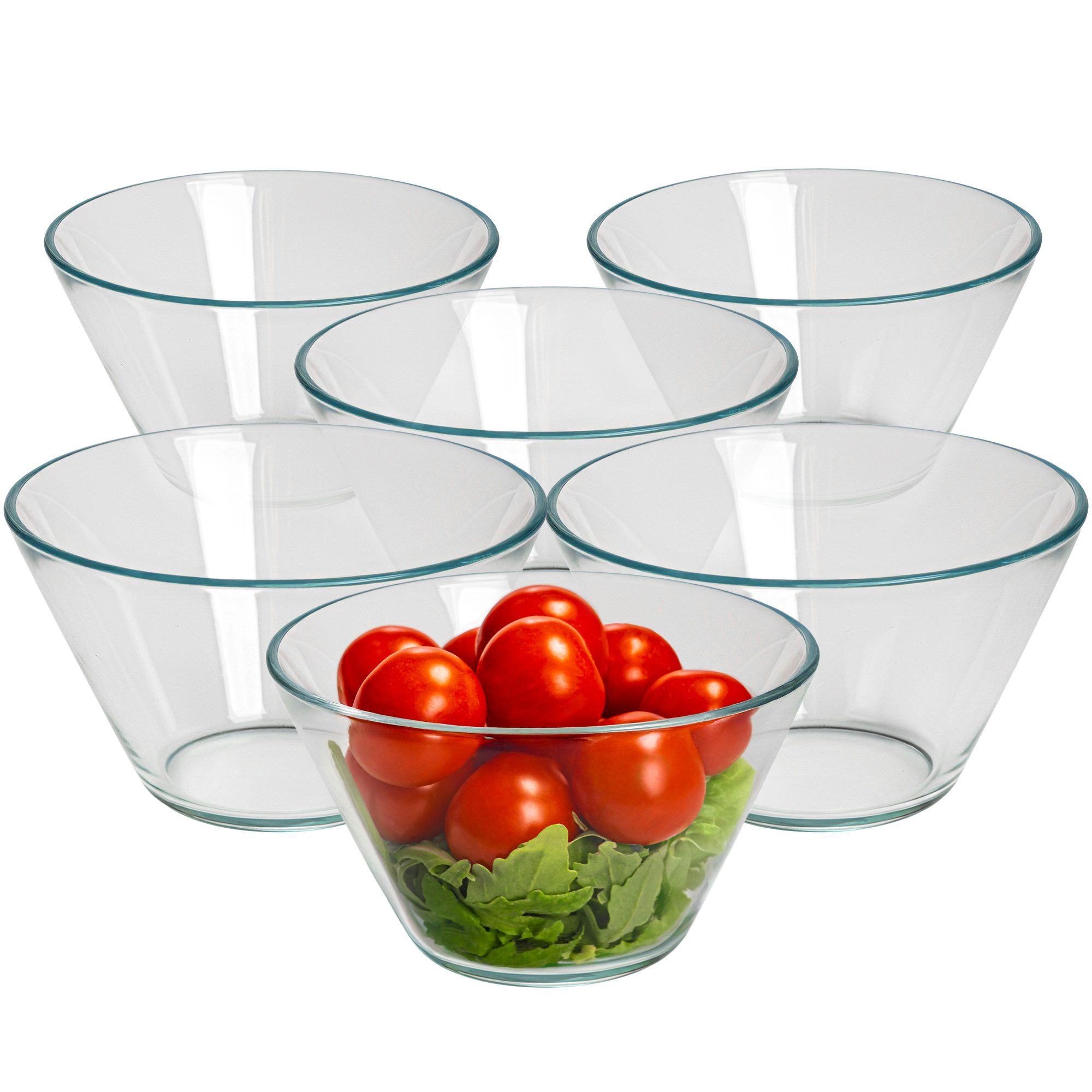 KONZEPT Dessertschale glas Set 6-tlg. 13 cm, Snack Schalen für Desserts, Obst, Müsli, (6-tlg), Transparent glas, Stabiler Boden, Stapelbar,Spülmaschinenfest