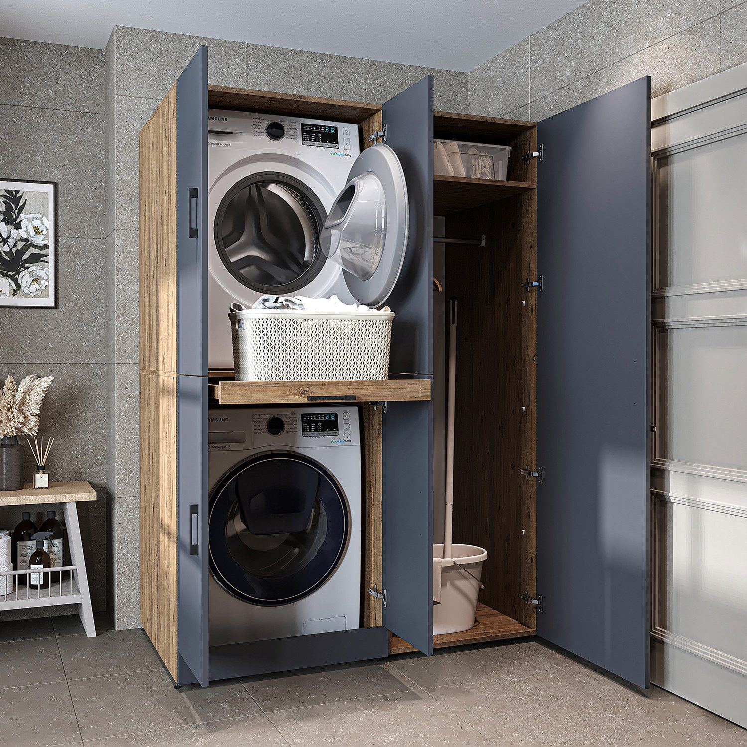 Roomart Waschmaschinenumbauschrank Roomart Dora 130 cm (Waschmaschinenschra günstig online kaufen