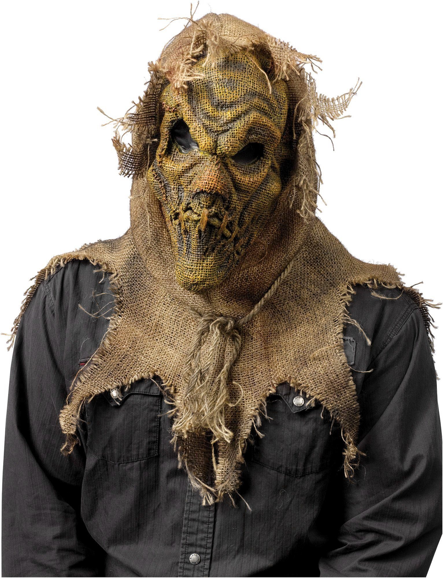 Fun World Verkleidungsmaske Halloween Sackmonster Maske, Extra schaurige Vogelscheuche
