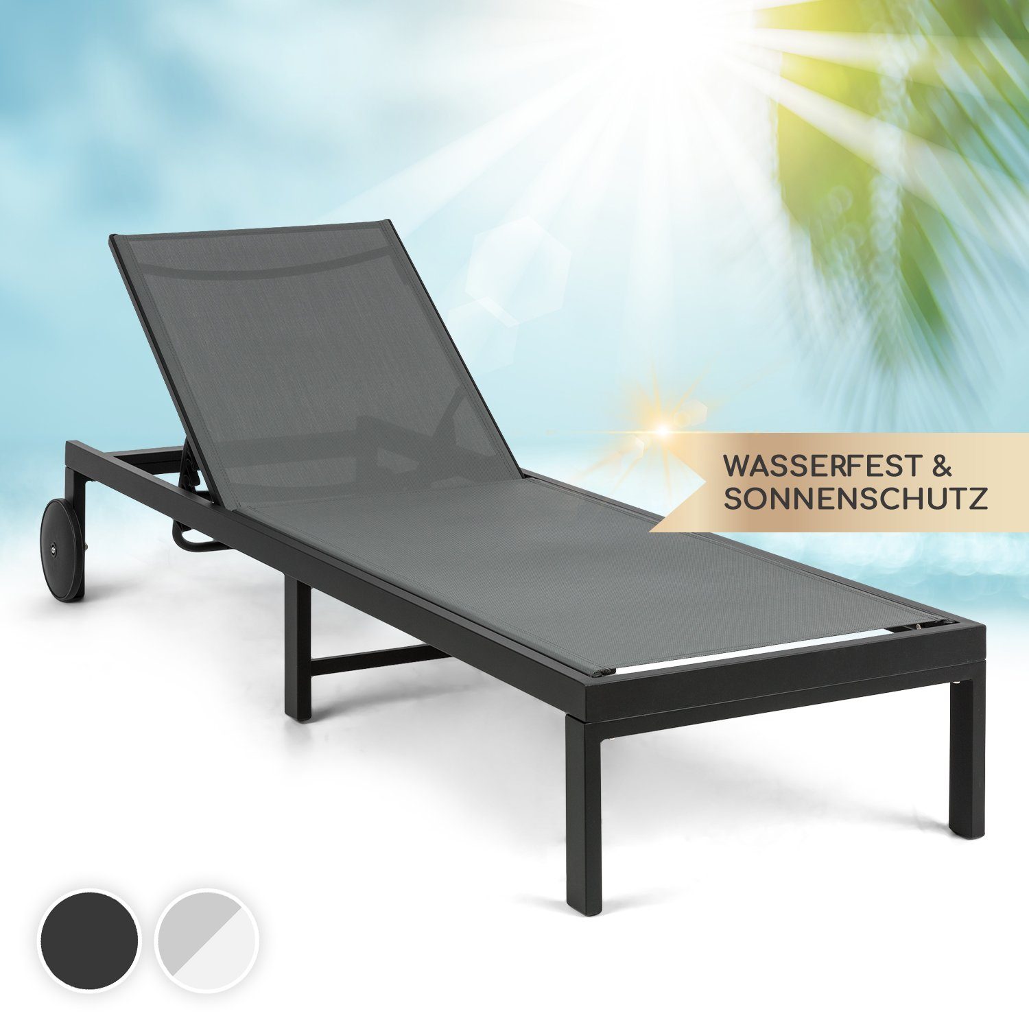 blum Gartenliege Lucca Lounger Liegestuhl, Sonnenliegen für den Garten Balkon mit Rollen Outdoor