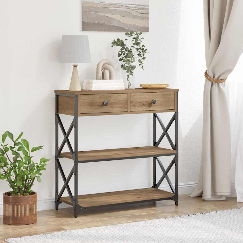 vidaXL Beistelltisch Konsole Tisch Artisan-Eiche 75 x 28 x 75 cm (1-St)