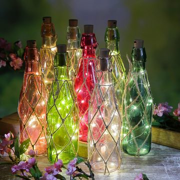 MARELIDA LED Dekolicht LED Dekoflasche mit Lichterkette Juteseil Leuchtflasche 28cm hellrosa, LED Classic, warmweiß (2100K bis 3000K)