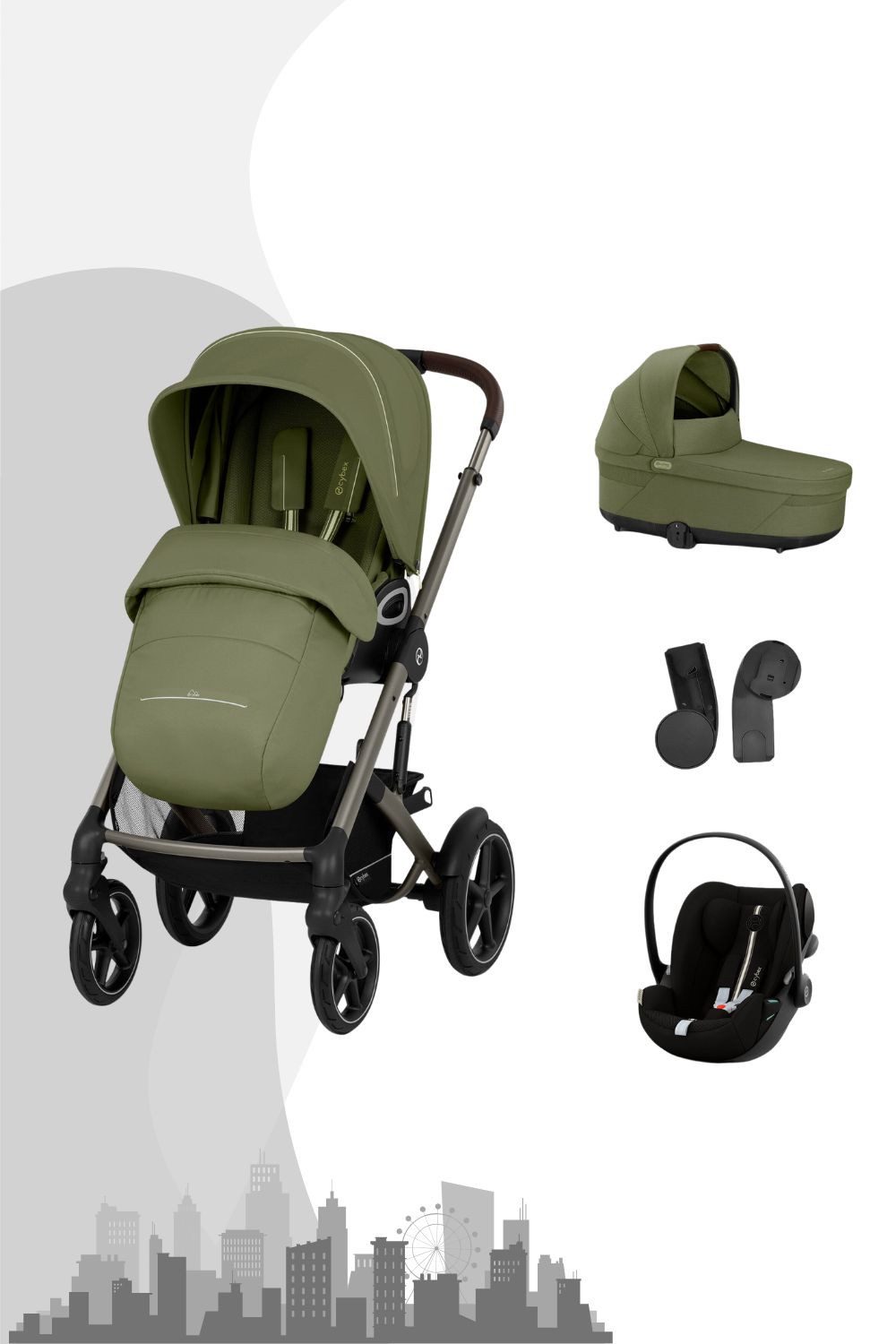Cybex Kombi-Kinderwagen Talos S Lux Buggy mit faltbarer Babywanne