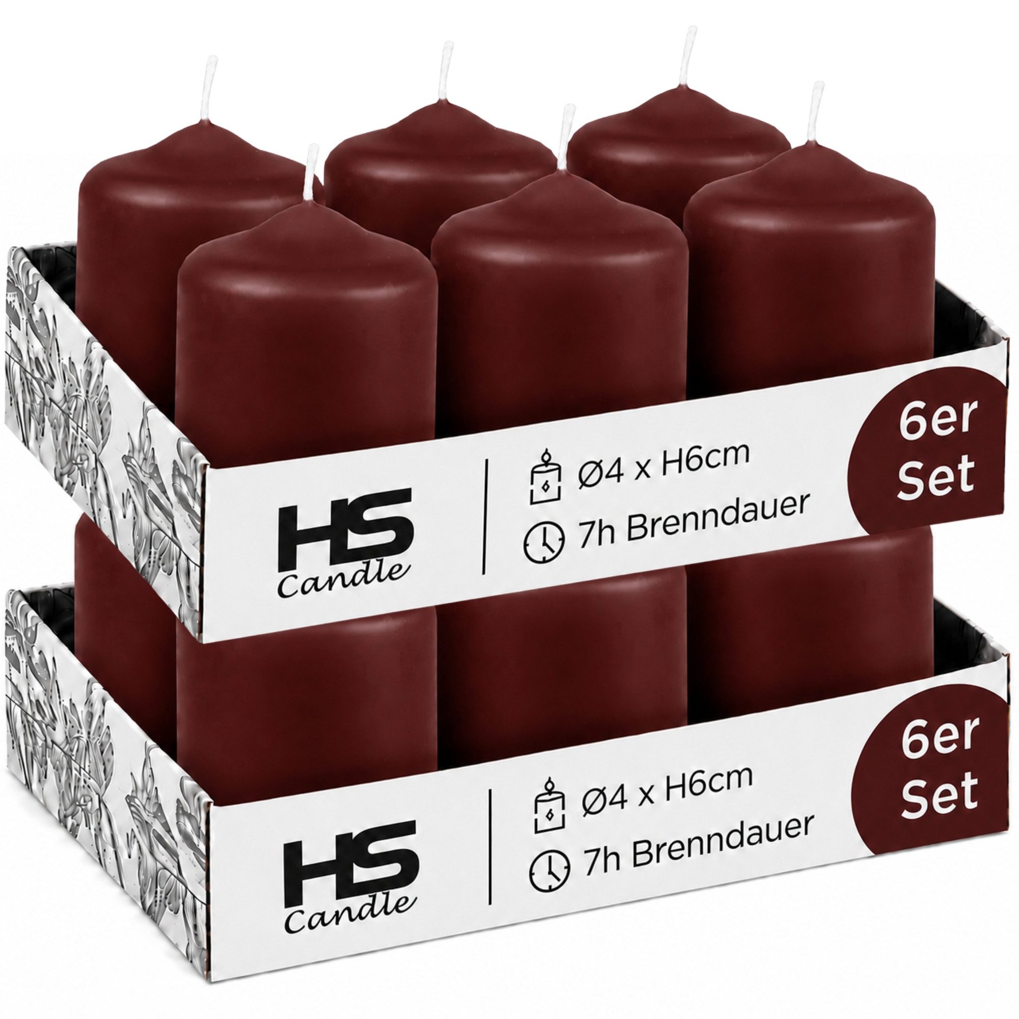 HS Candle Stumpenkerze kompakt (12-tlg., Dekolicht), Ø4xH6 cm Teelichtgröße, bis zu 7h Brenndauer je Kerze, Wachsmischung