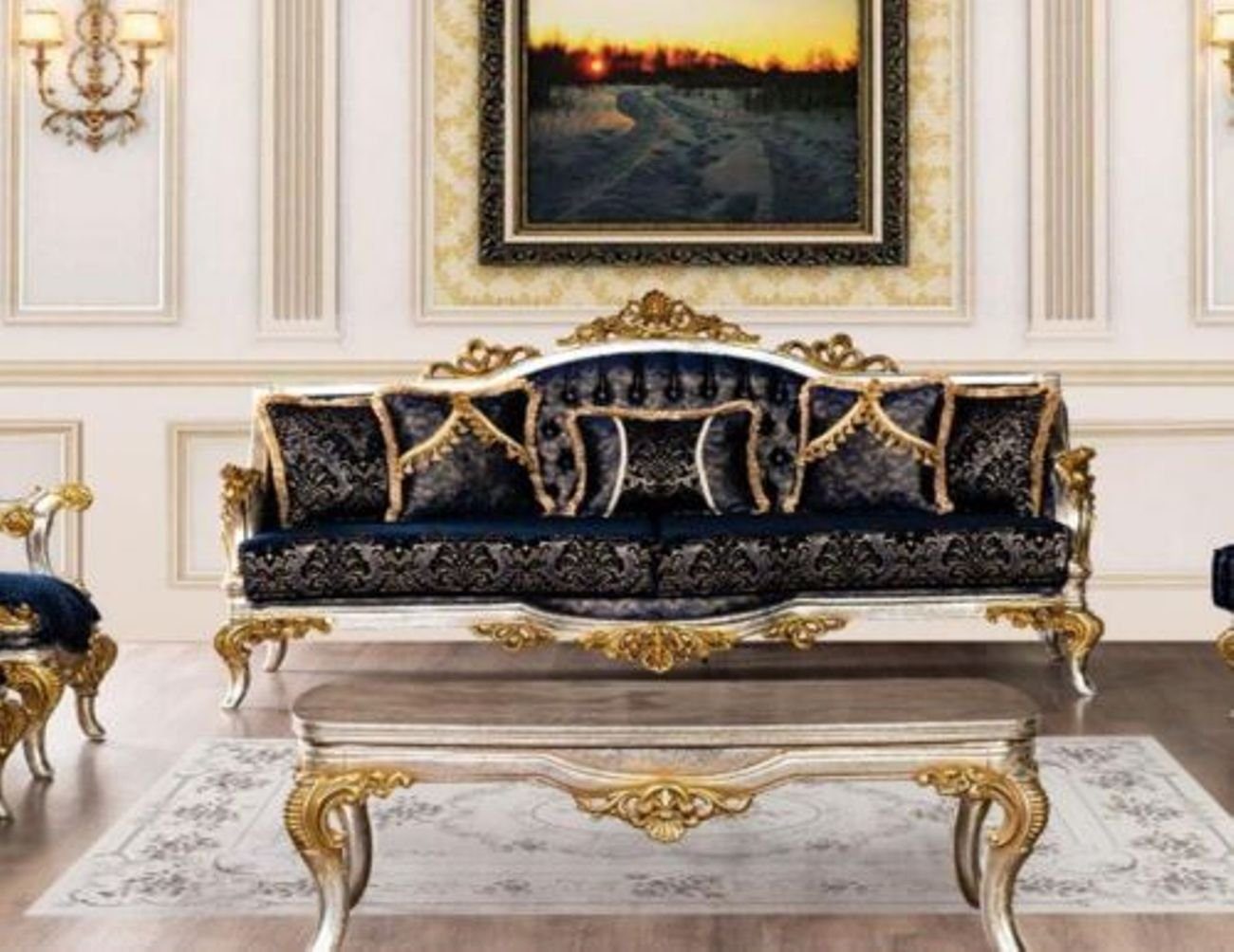 Chesterfield Neu Dreisitzer Sofa luxus Design 3-Sitzer, JVmoebel Schwarzer Klassisches