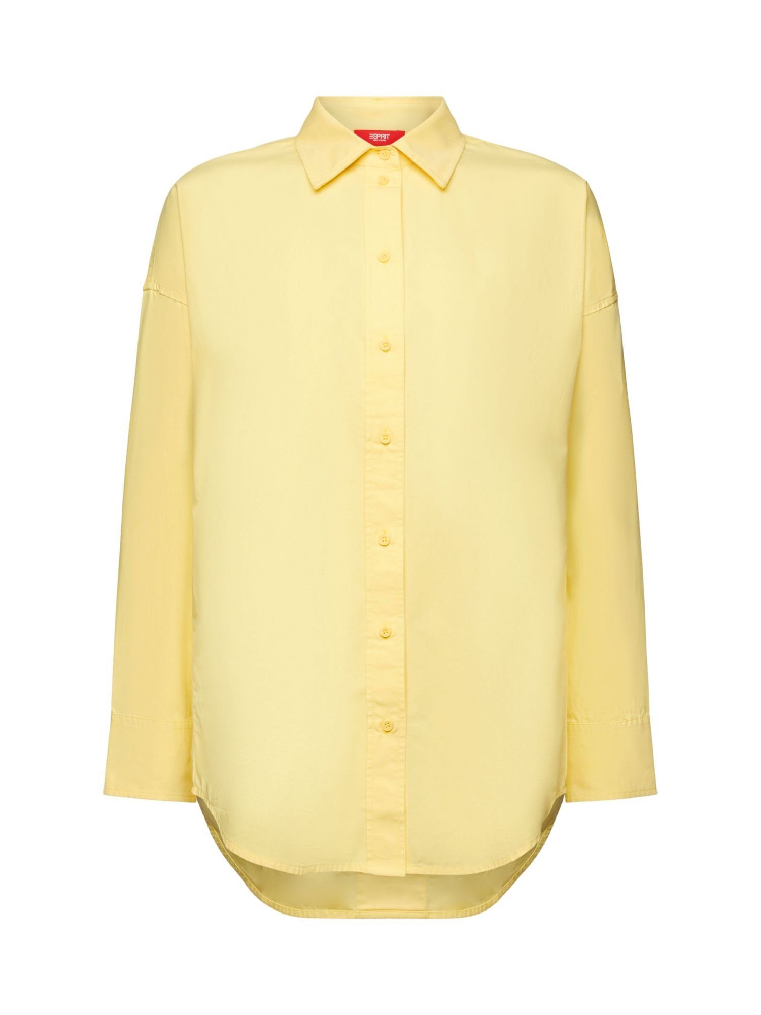 Esprit Langarmbluse Hemd aus Baumwoll-Popeline PASTEL YELLOW
