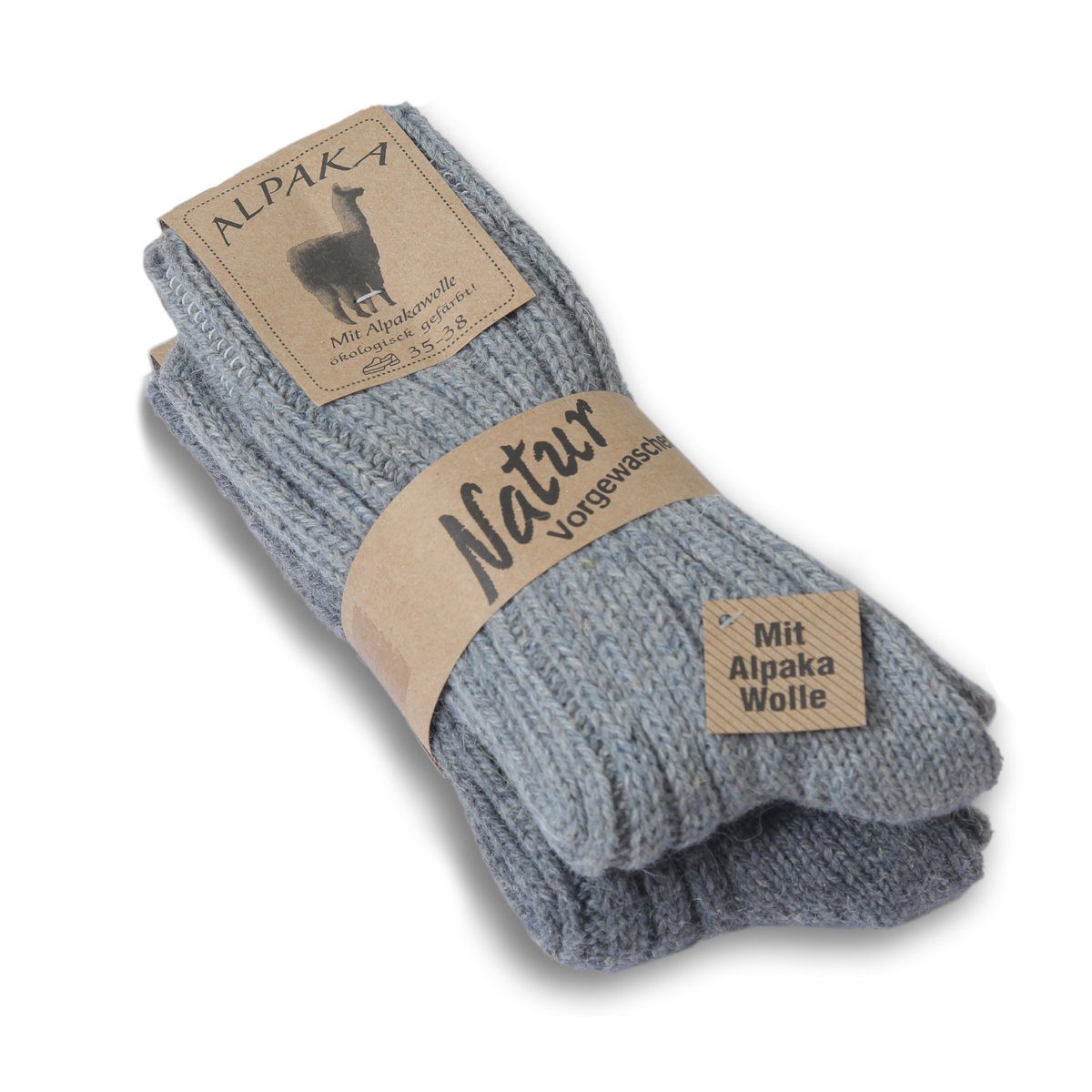 Unisex grau Alpakawolle Norwegersocken Winter Alpakasocken 2er-Set Originelli 2 Paar "dick" Sonia