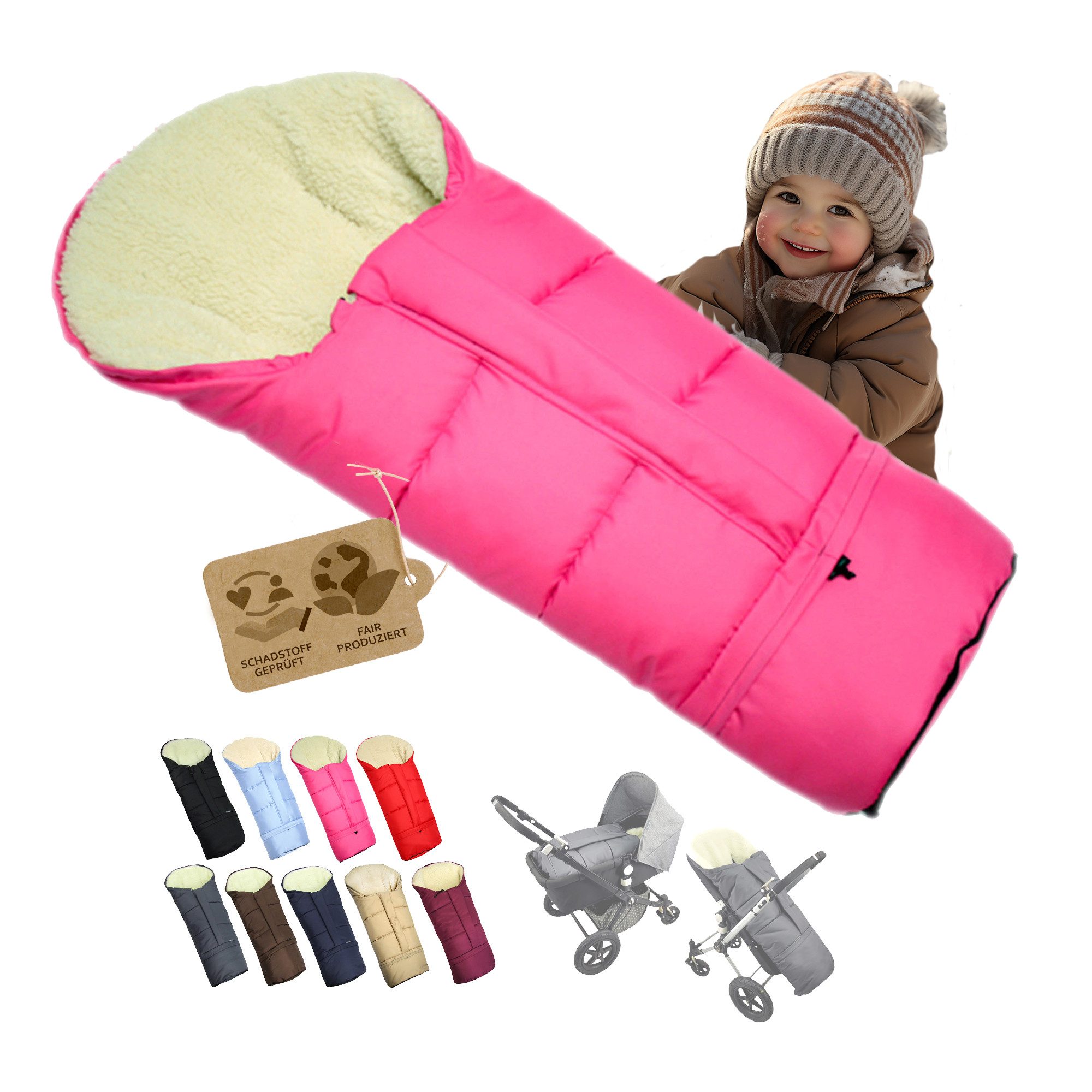 BambiniWelt by Rafael K. Fußsack Winterfußsack Fußsack für Kinderwagen Buggy mumienform Wolle UNI