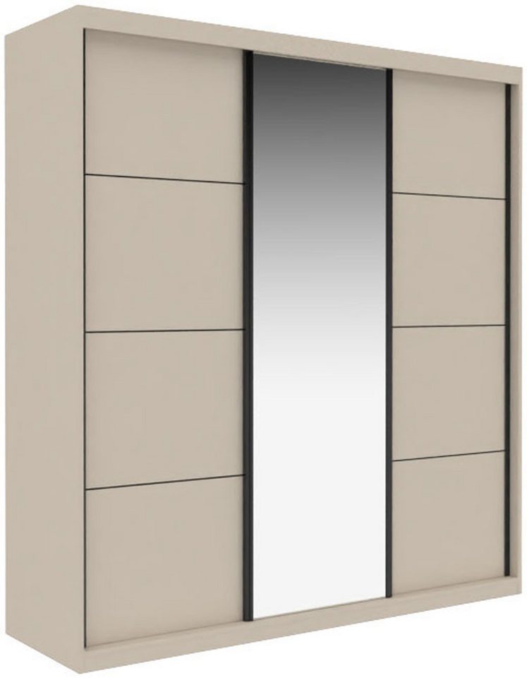OTTO home Schwebetürenschrank Tonara Schrank, Kleiderschrank 2,00m Breite, Schiebetürenschrank (Schrank mit leichtgängiger Schiebetür, in 4 Farben, Top Ausstattung) inklusive Spiegeltür, 2 Kleiderstangen & 4 Schubkastenauszügen
