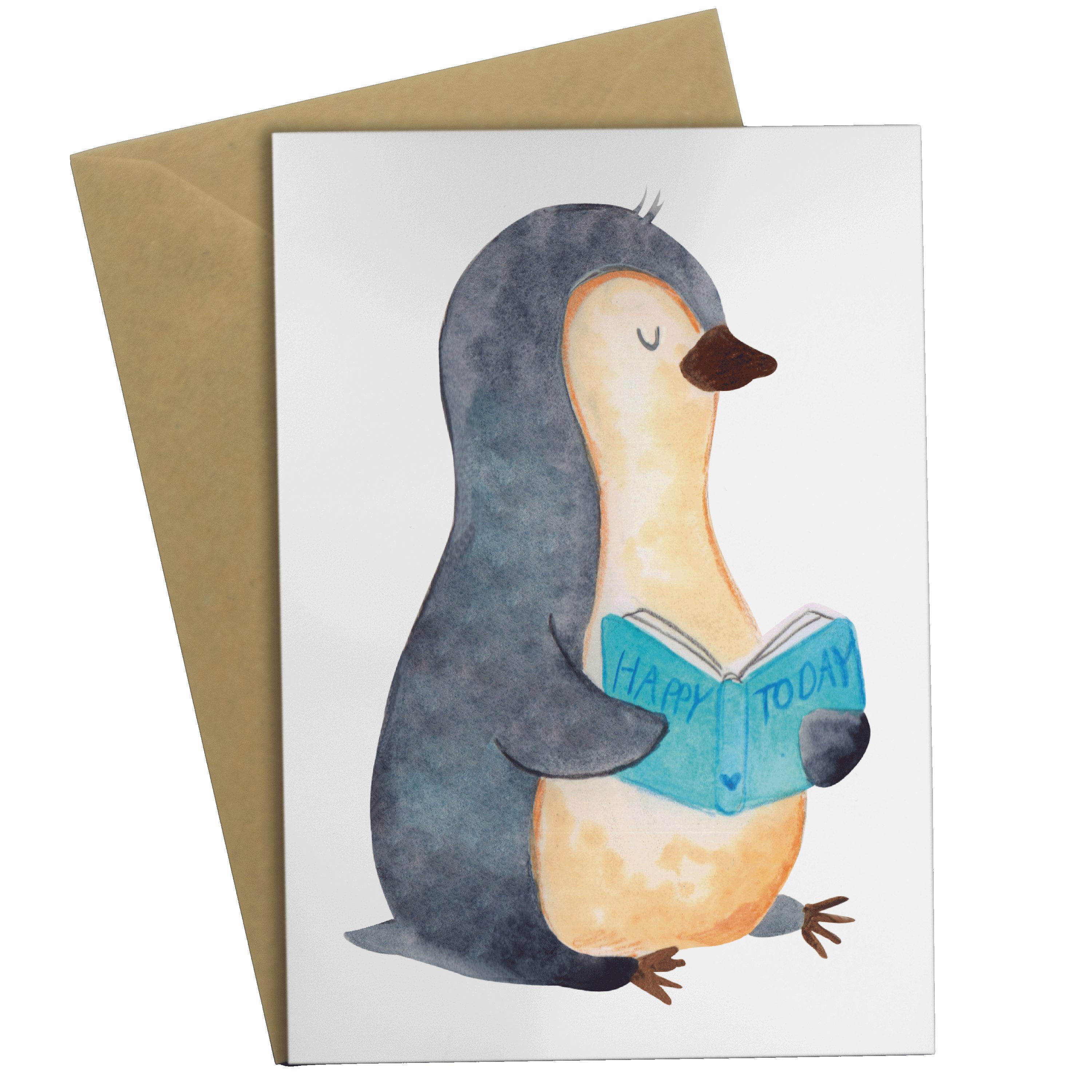 Mr. & Mrs. Panda Grußkarte Pinguin Buch - Weiß - Geschenk, Einladungskarte, Hochzeitskarte, Klap